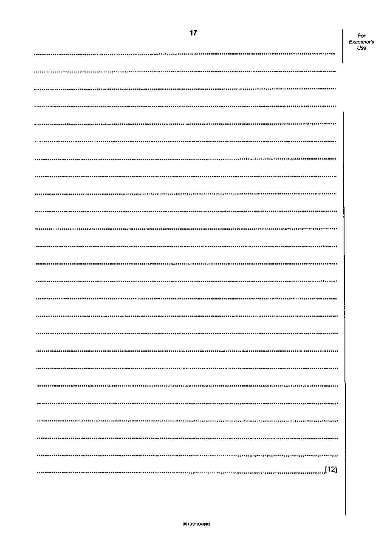 Cambridge IGCSE English - Second Language (oral endorsement) 0510 2003 Oct/Nov Paper 1 · Variant 1 question paper, page 17 of 20