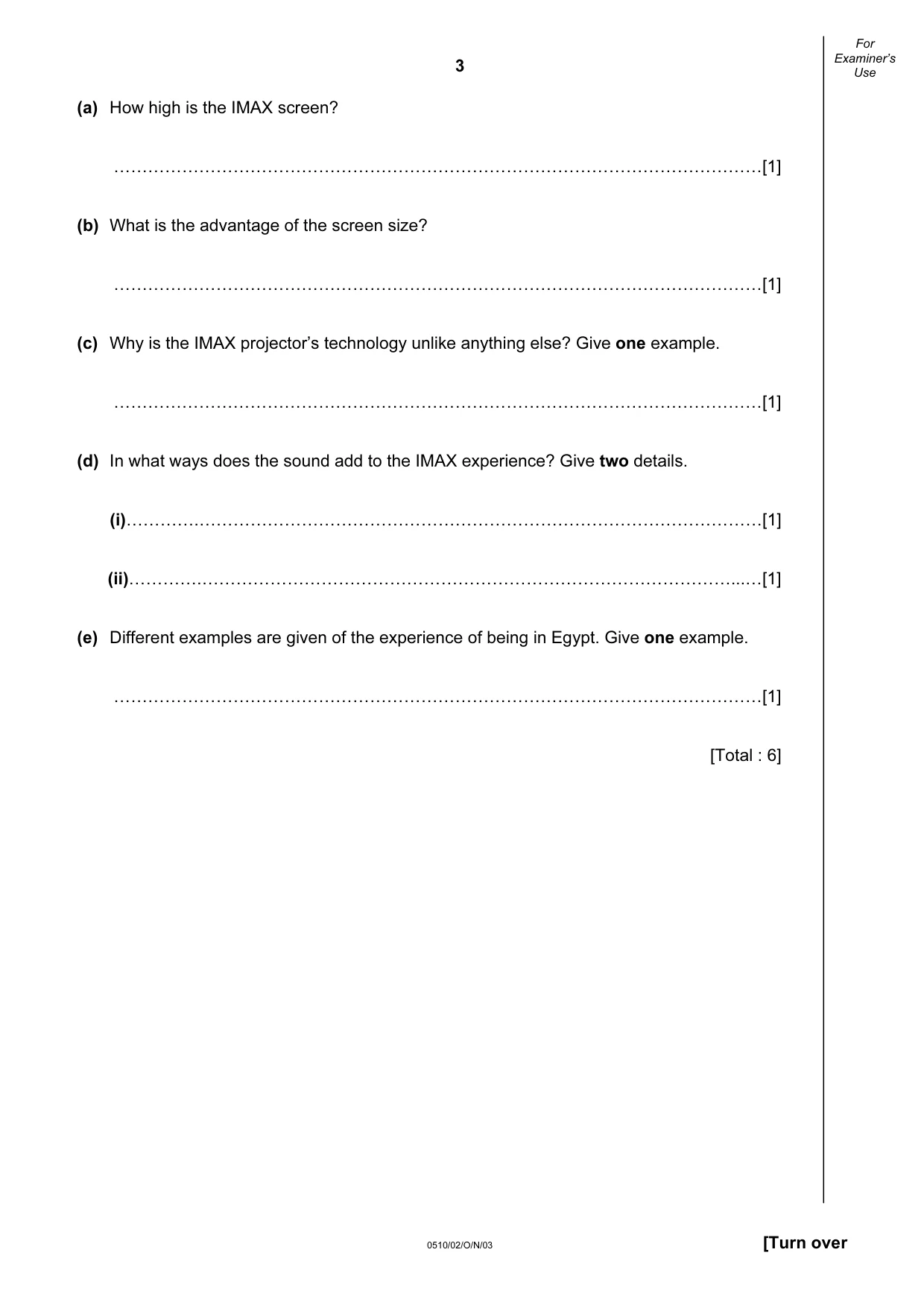 Cambridge IGCSE English - Second Language (oral endorsement) 0510 2003 Oct/Nov Paper 2 · Variant 1 question paper, page 3 of 20