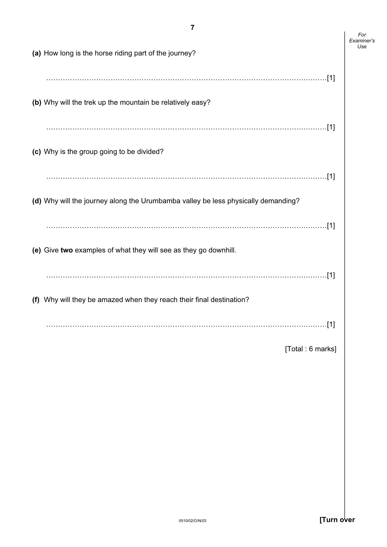 Cambridge IGCSE English - Second Language (oral endorsement) 0510 2003 Oct/Nov Paper 2 · Variant 1 question paper, page 7 of 20