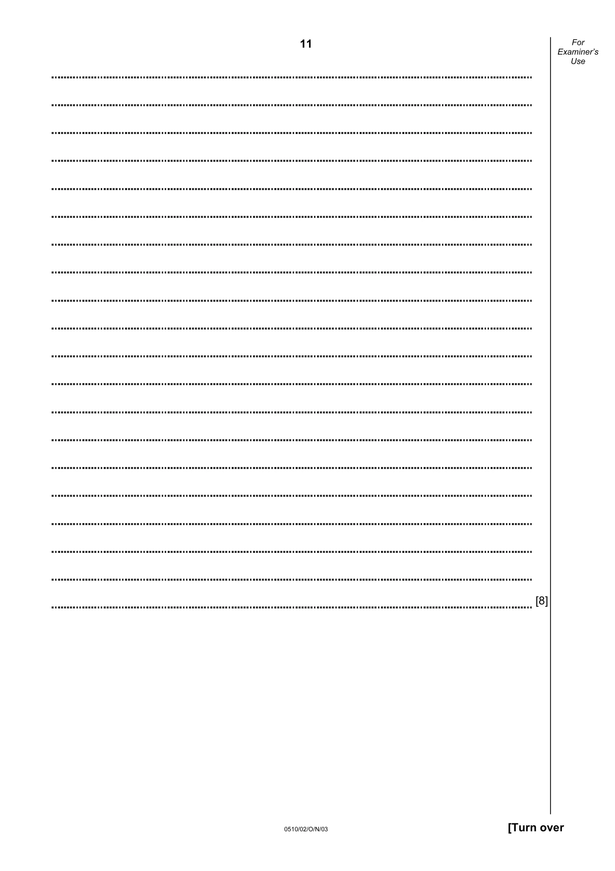 Cambridge IGCSE English - Second Language (oral endorsement) 0510 2003 Oct/Nov Paper 2 · Variant 1 question paper, page 11 of 20