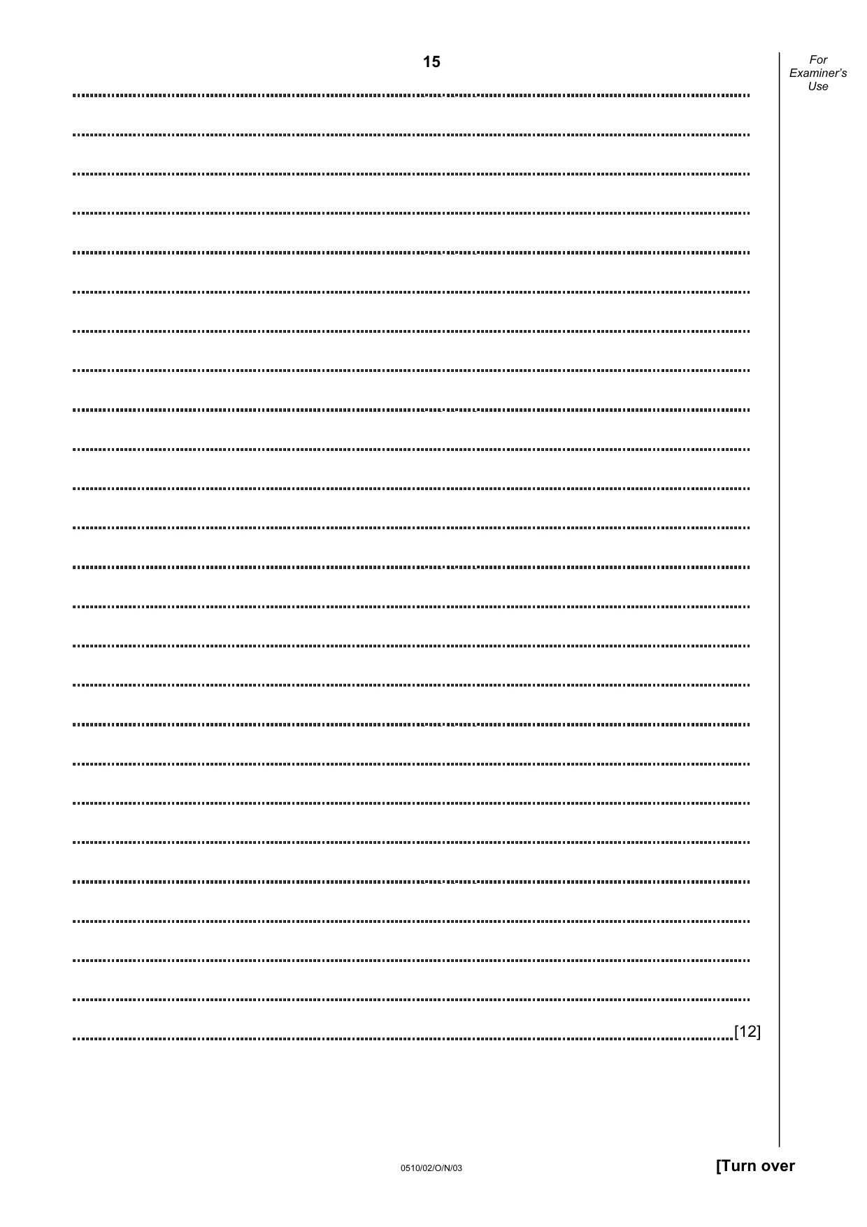 Cambridge IGCSE English - Second Language (oral endorsement) 0510 2003 Oct/Nov Paper 2 · Variant 1 question paper, page 15 of 20