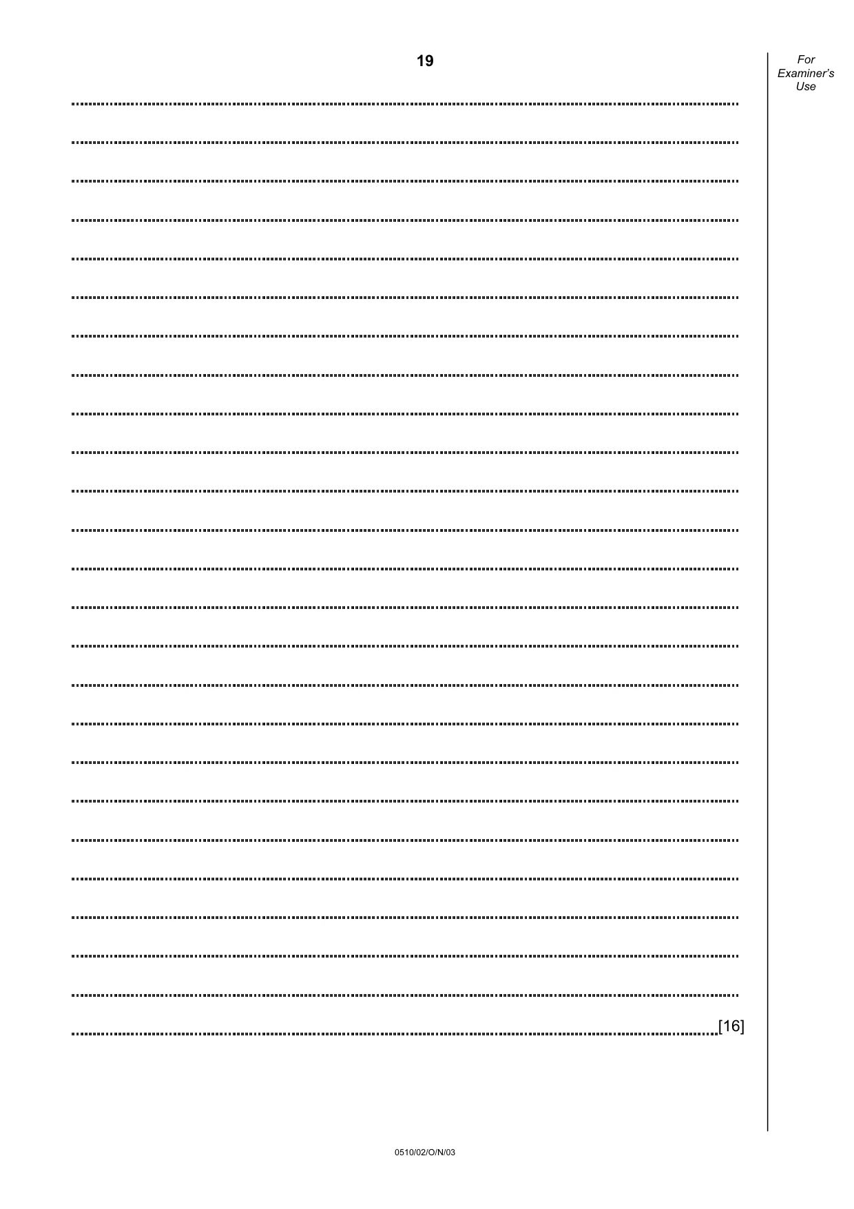 Cambridge IGCSE English - Second Language (oral endorsement) 0510 2003 Oct/Nov Paper 2 · Variant 1 question paper, page 19 of 20