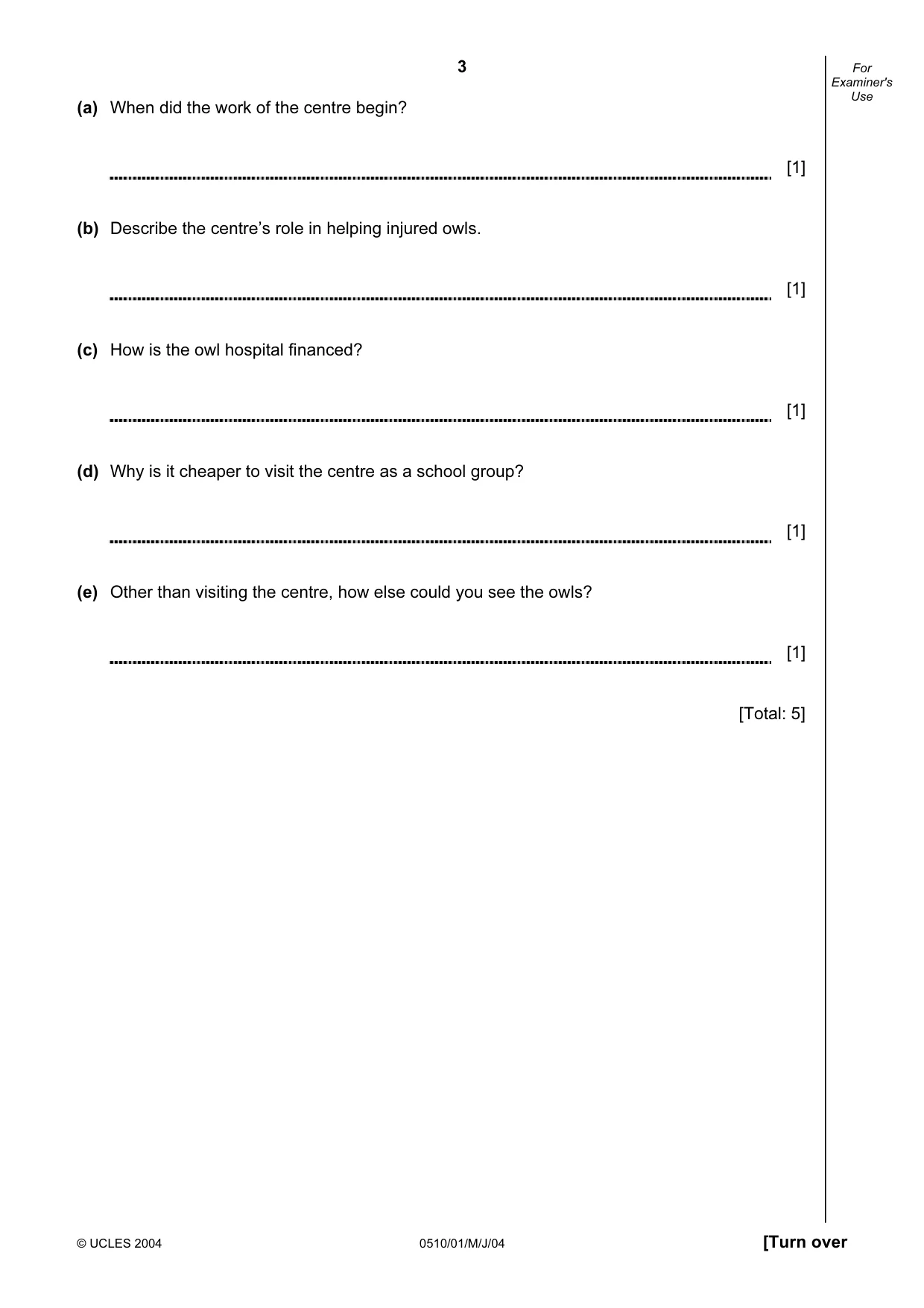 Cambridge IGCSE English - Second Language (oral endorsement) 0510 2004 May/June Paper 1 · Variant 1 question paper, page 3 of 20