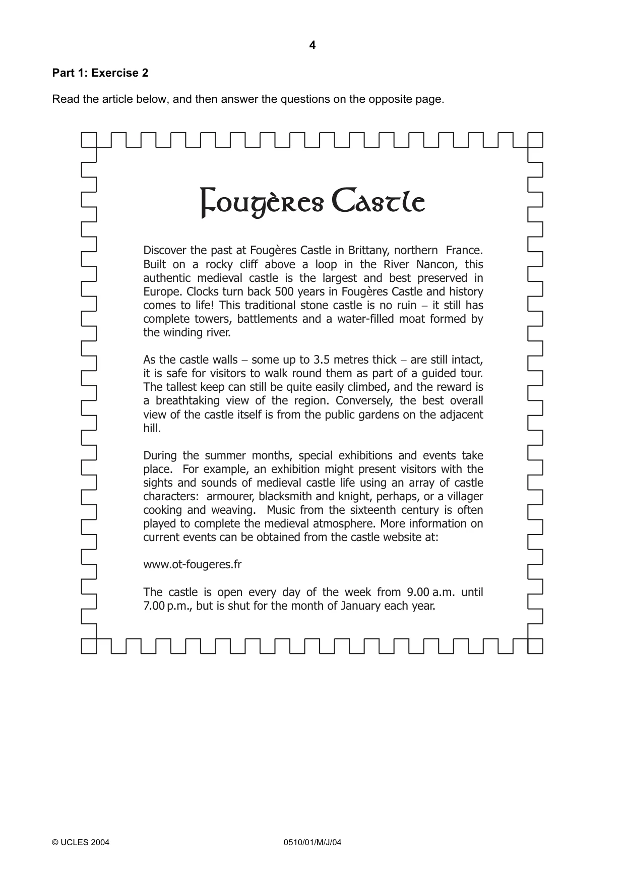 Cambridge IGCSE English - Second Language (oral endorsement) 0510 2004 May/June Paper 1 · Variant 1 question paper, page 4 of 20