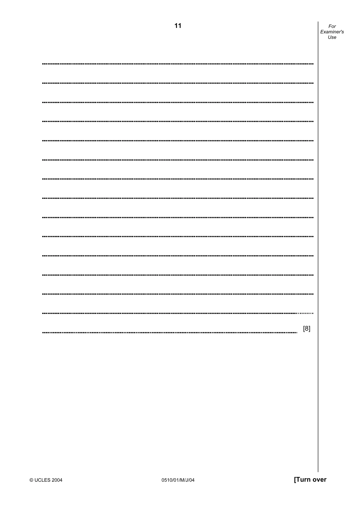 Cambridge IGCSE English - Second Language (oral endorsement) 0510 2004 May/June Paper 1 · Variant 1 question paper, page 11 of 20