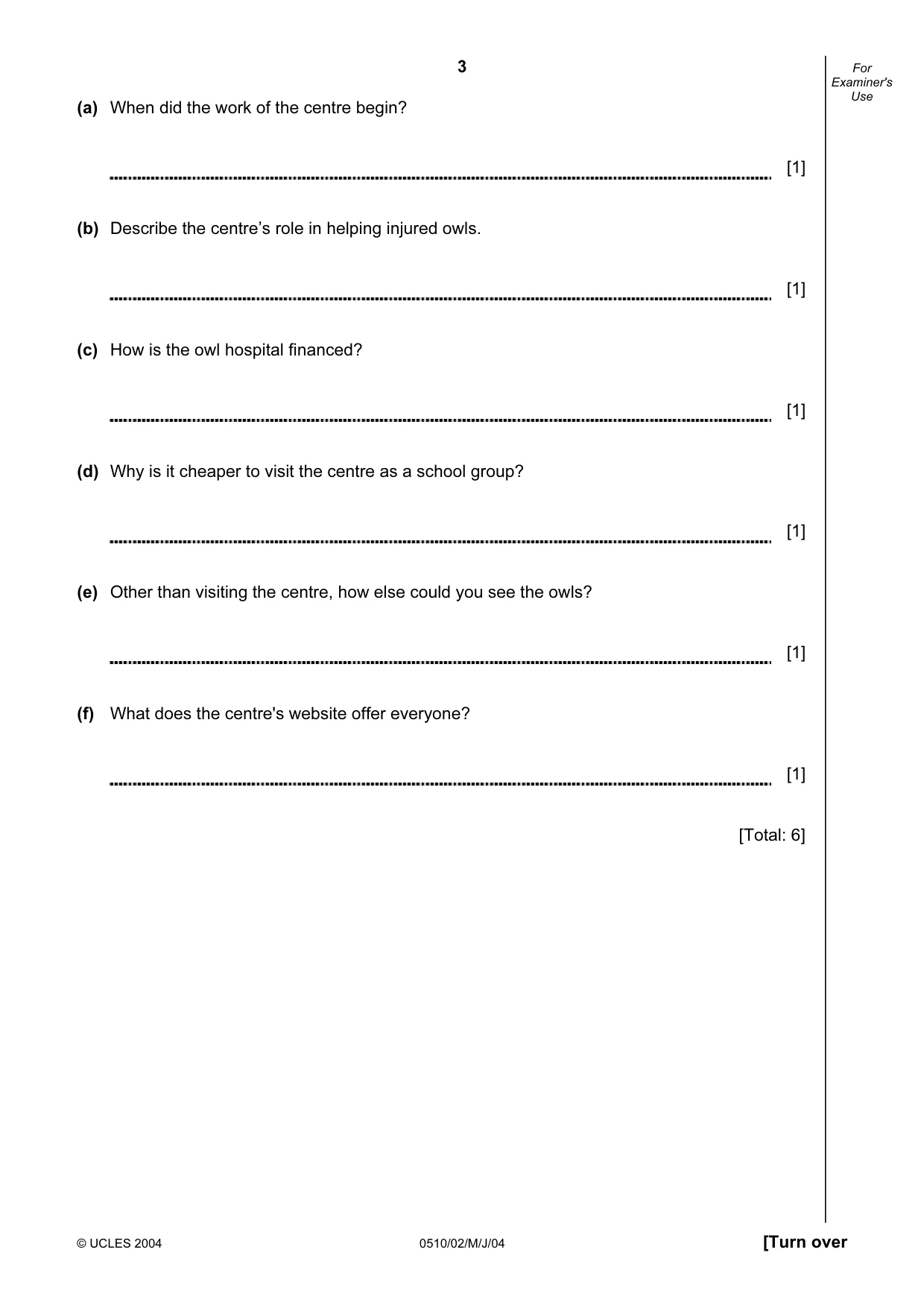 Cambridge IGCSE English - Second Language (oral endorsement) 0510 2004 May/June Paper 2 · Variant 1 question paper, page 3 of 20