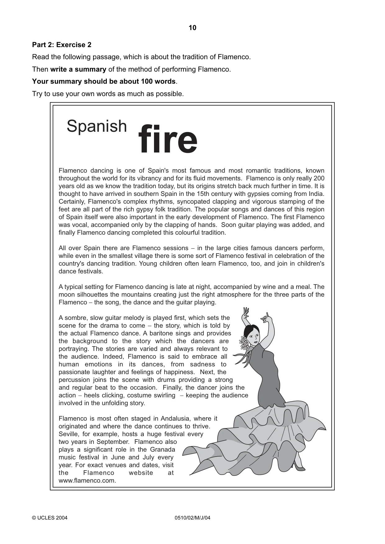 Cambridge IGCSE English - Second Language (oral endorsement) 0510 2004 May/June Paper 2 · Variant 1 question paper, page 10 of 20