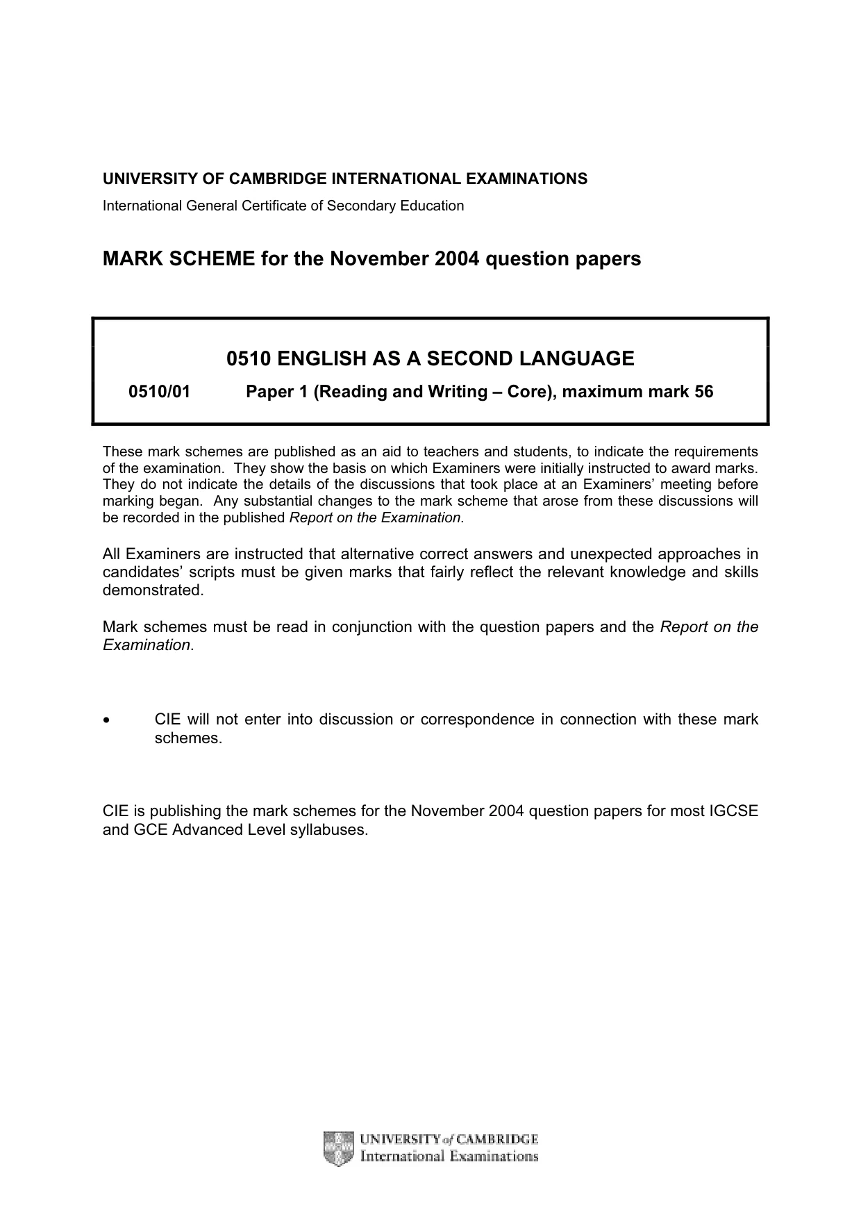Mark scheme, page 1 of 8