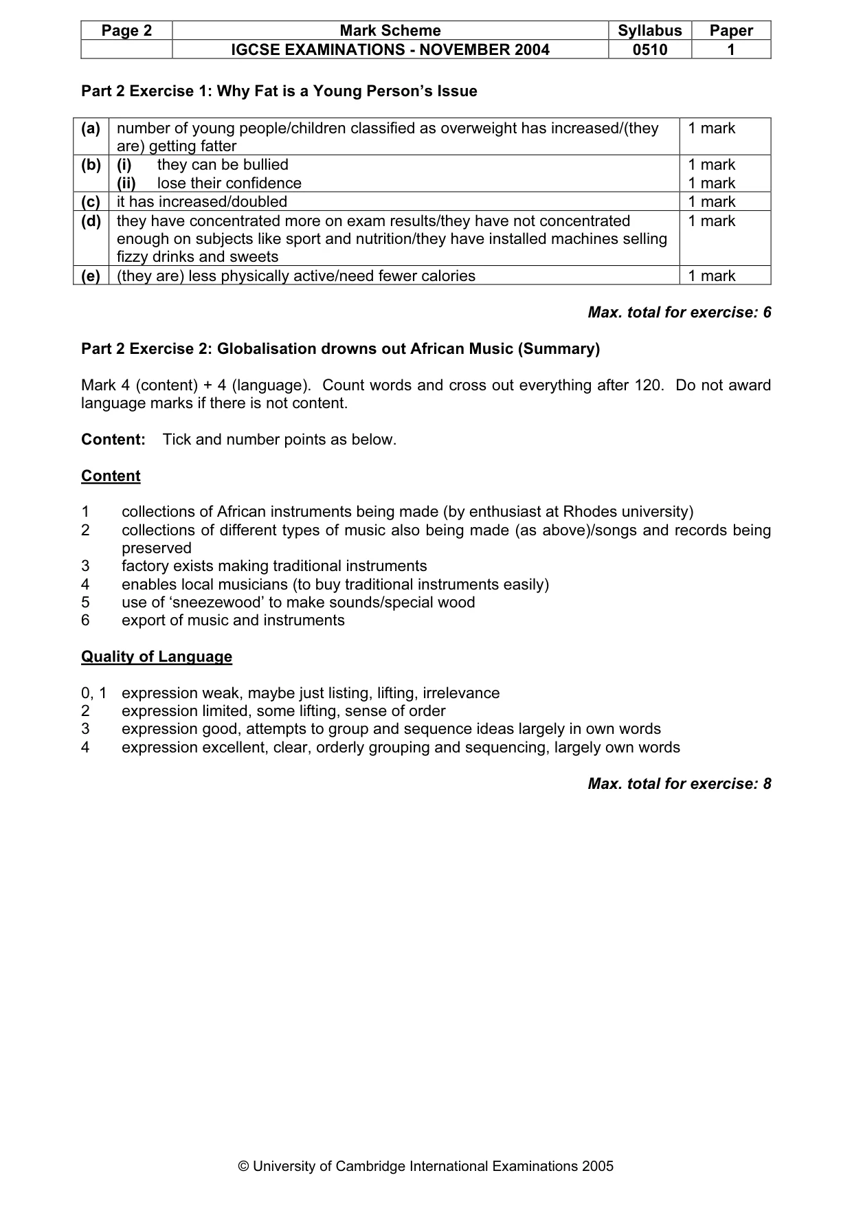 Mark scheme, page 5 of 8
