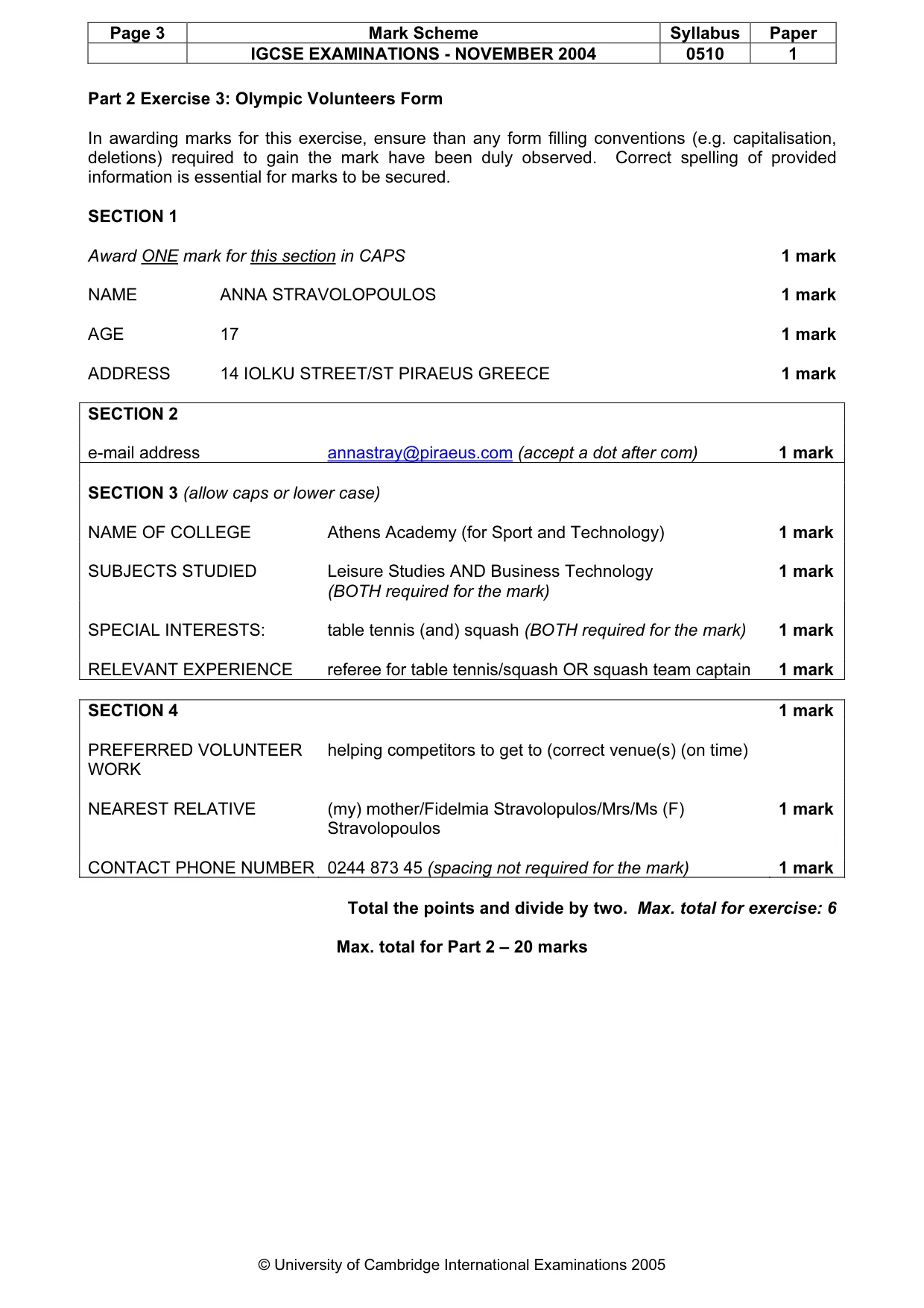 Mark scheme, page 6 of 8