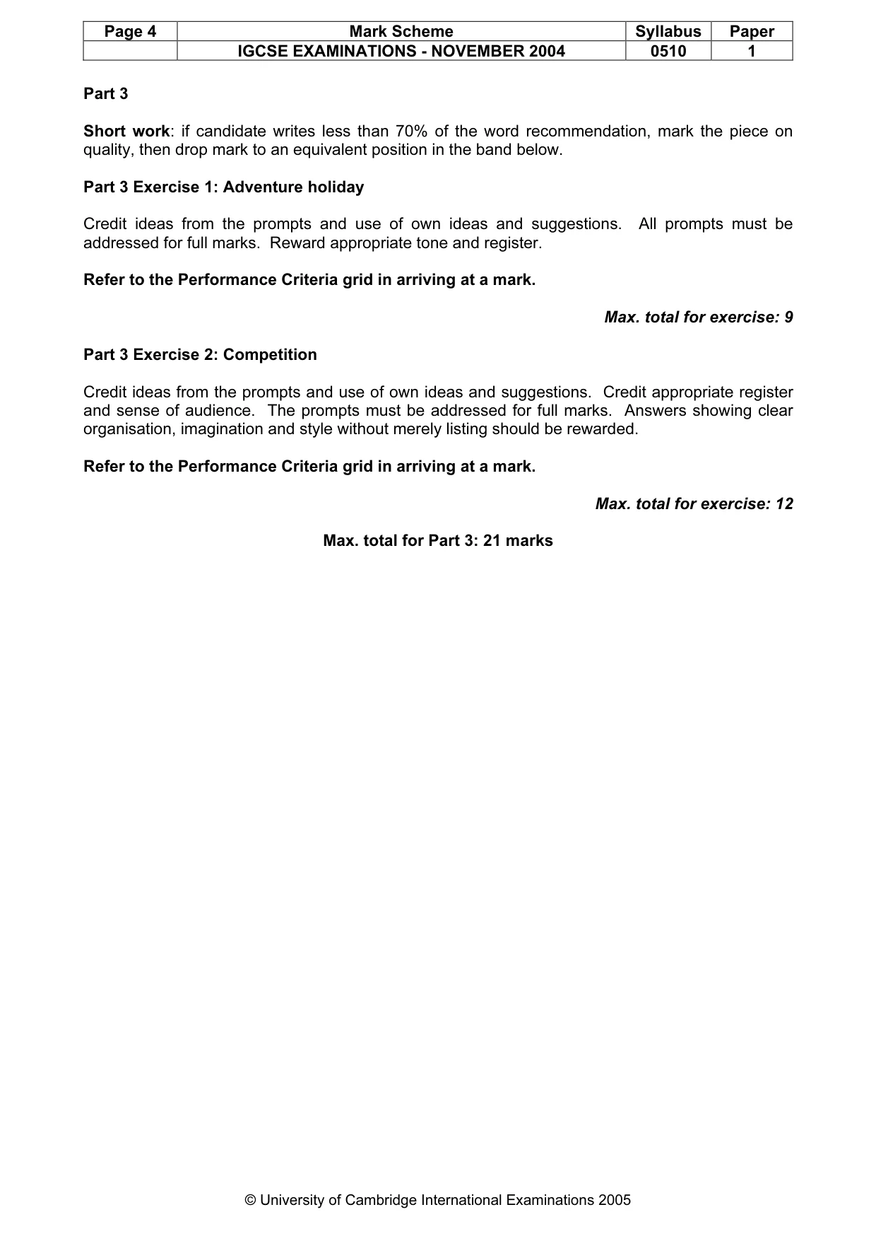 Mark scheme, page 7 of 8