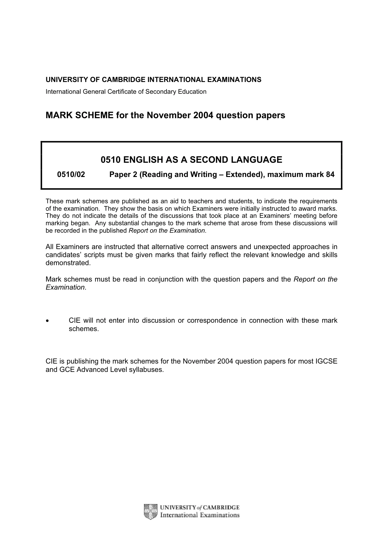 Mark scheme, page 1 of 7