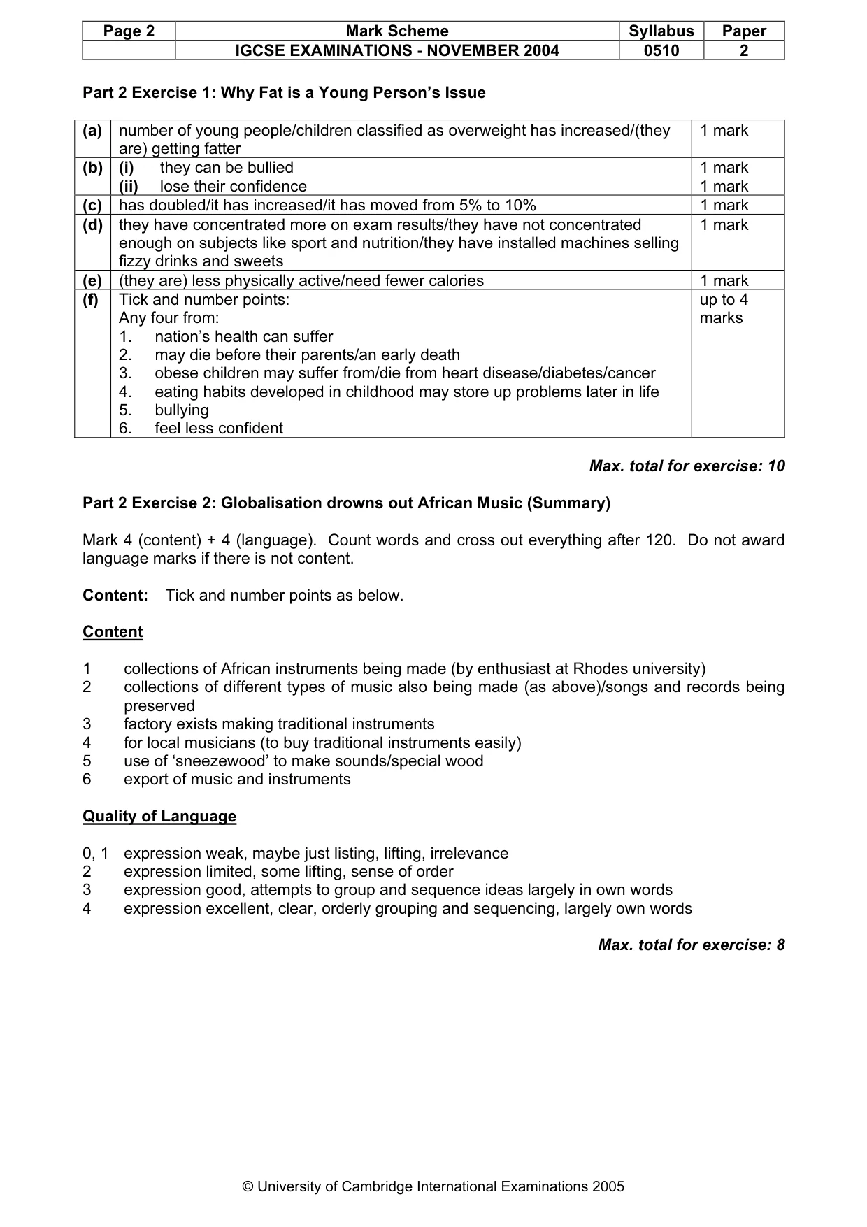 Mark scheme, page 5 of 7