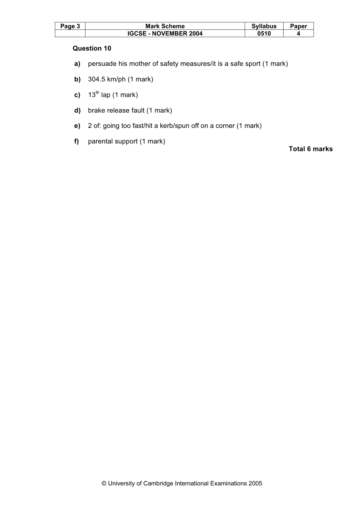 Mark scheme, page 6 of 15
