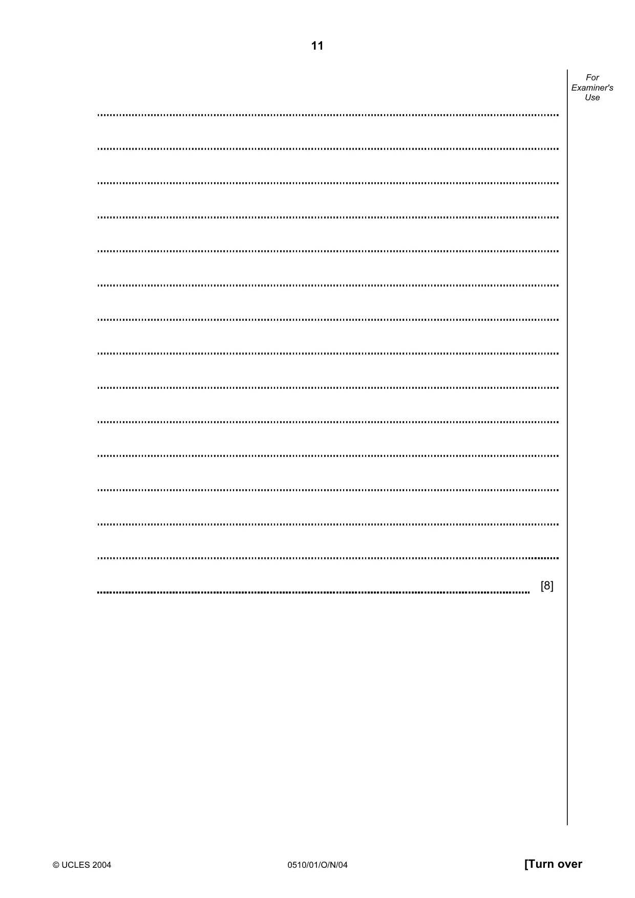 Cambridge IGCSE English - Second Language (oral endorsement) 0510 2004 Oct/Nov Paper 1 · Variant 1 question paper, page 11 of 20