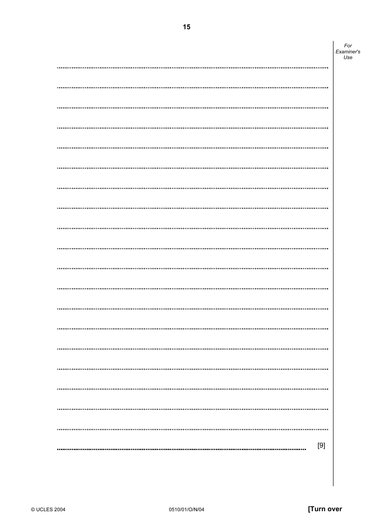 Cambridge IGCSE English - Second Language (oral endorsement) 0510 2004 Oct/Nov Paper 1 · Variant 1 question paper, page 15 of 20