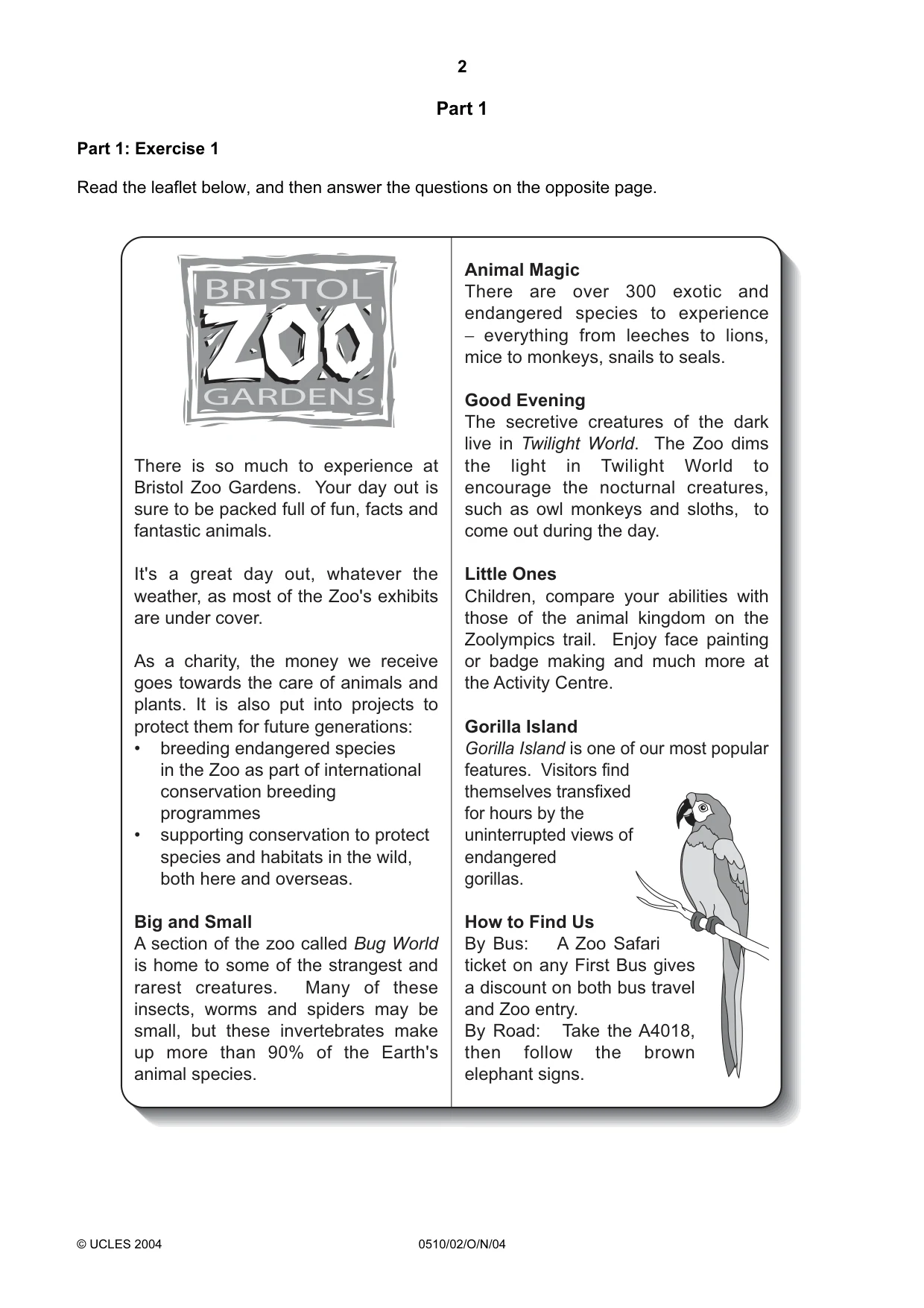 Cambridge IGCSE English - Second Language (oral endorsement) 0510 2004 Oct/Nov Paper 2 · Variant 1 question paper, page 2 of 20