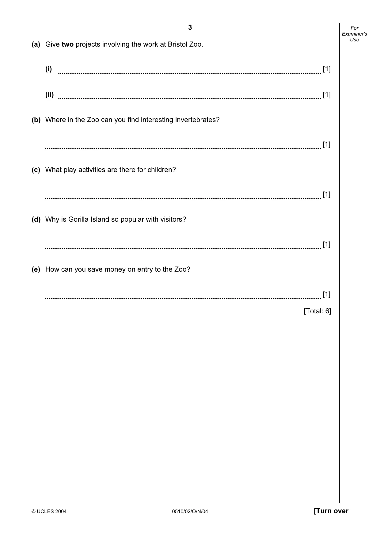 Cambridge IGCSE English - Second Language (oral endorsement) 0510 2004 Oct/Nov Paper 2 · Variant 1 question paper, page 3 of 20