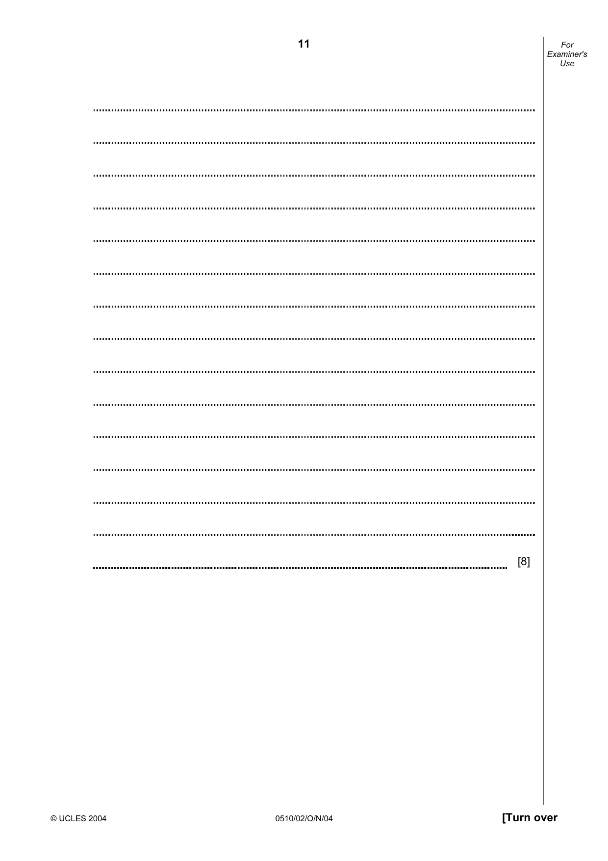Cambridge IGCSE English - Second Language (oral endorsement) 0510 2004 Oct/Nov Paper 2 · Variant 1 question paper, page 11 of 20