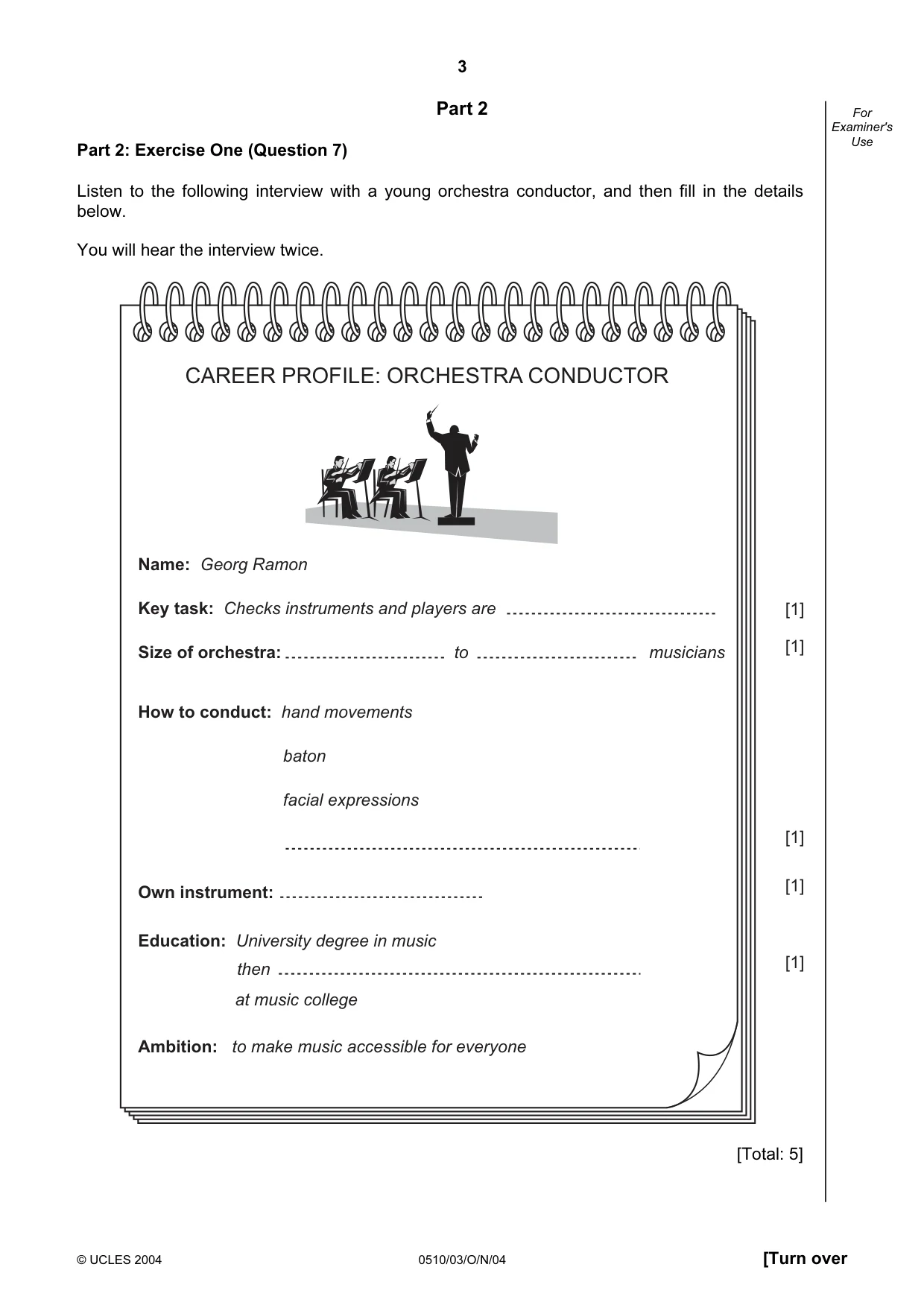 Cambridge IGCSE English - Second Language (oral endorsement) 0510 2004 Oct/Nov Paper 3 · Variant 1 question paper, page 3 of 8