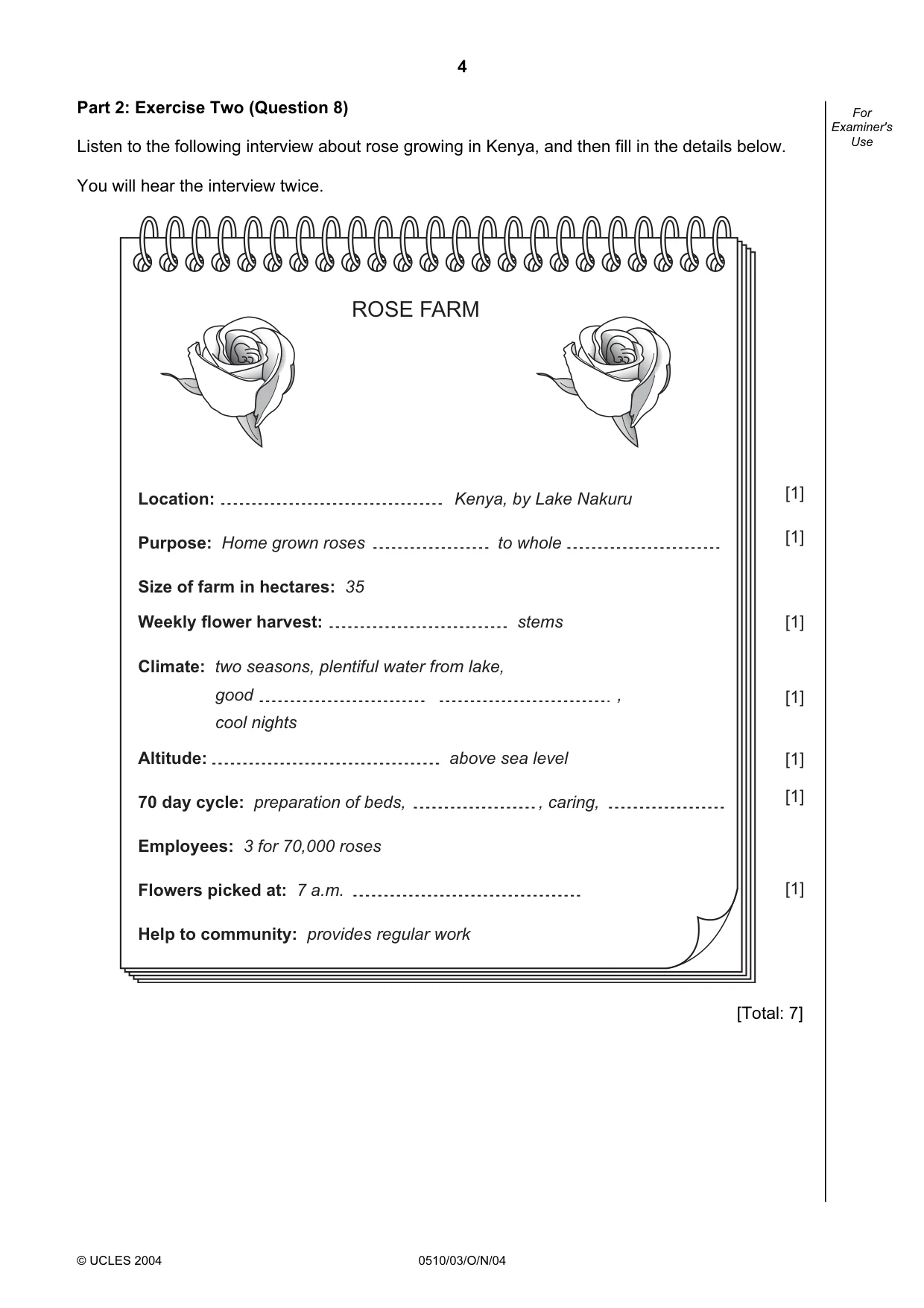 Cambridge IGCSE English - Second Language (oral endorsement) 0510 2004 Oct/Nov Paper 3 · Variant 1 question paper, page 4 of 8