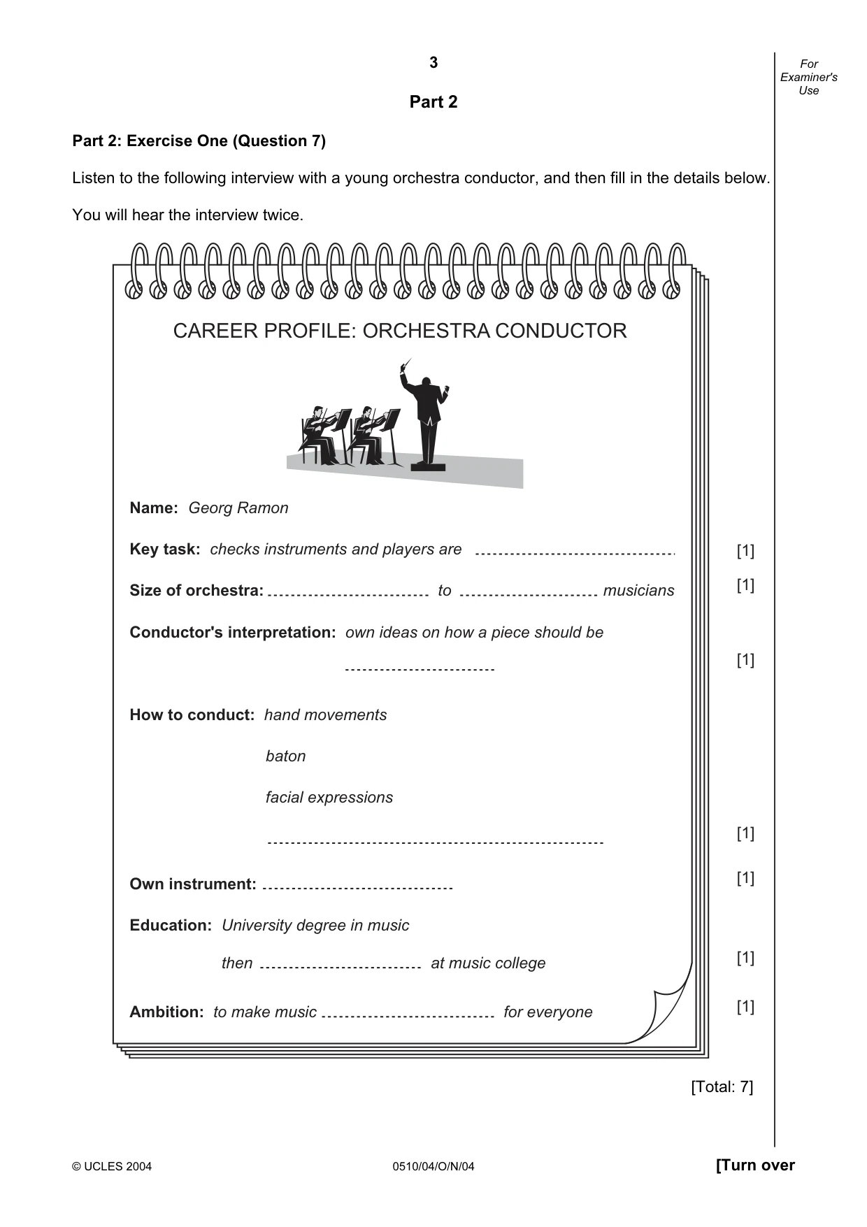 Cambridge IGCSE English - Second Language (oral endorsement) 0510 2004 Oct/Nov Paper 4 · Variant 1 question paper, page 3 of 8