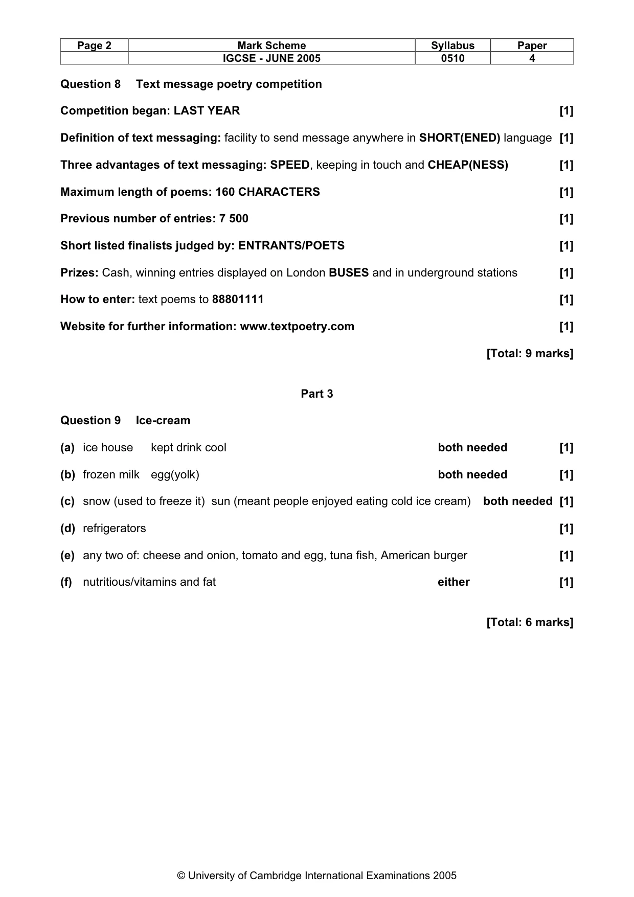Mark scheme, page 5 of 14