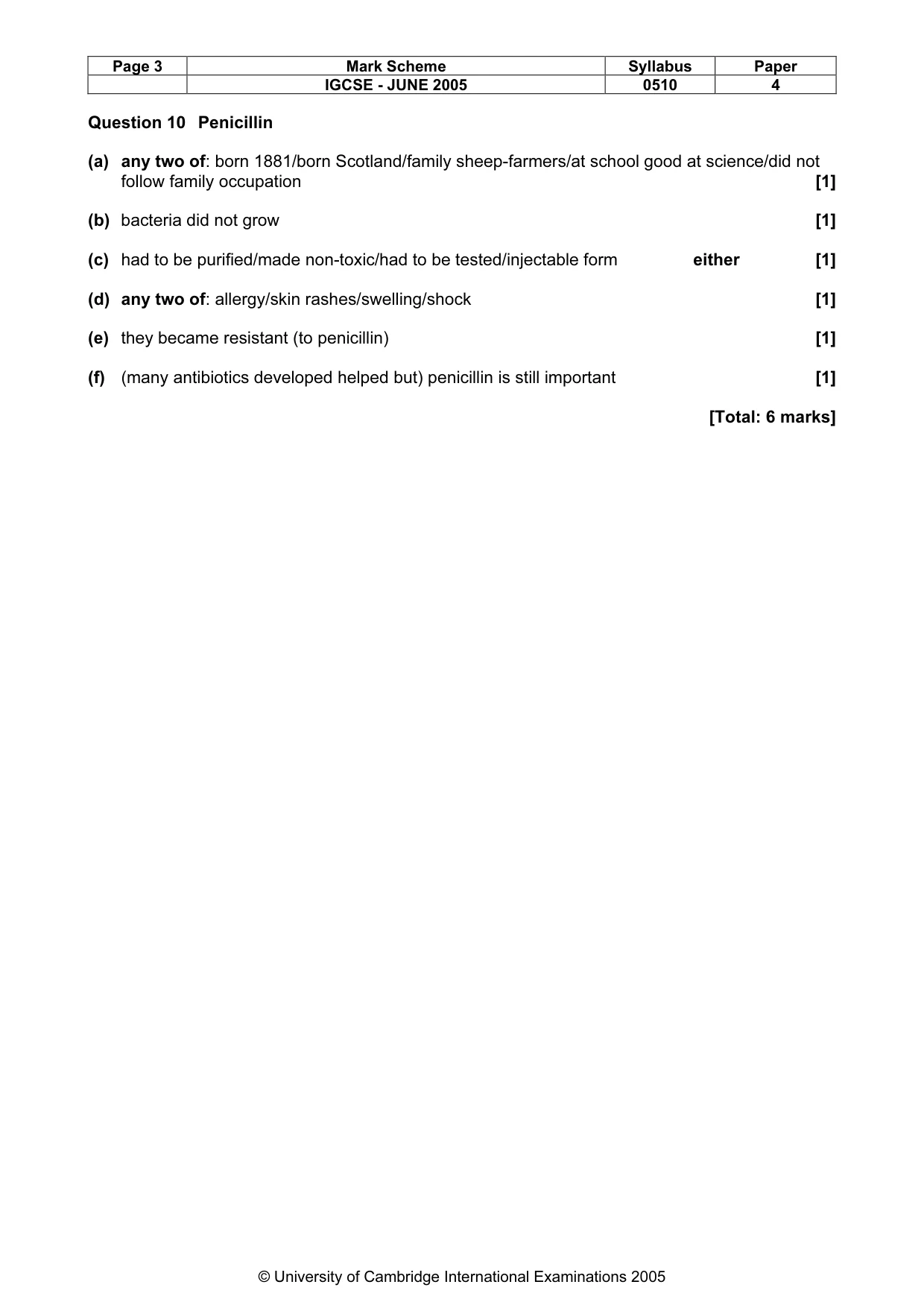 Mark scheme, page 6 of 14