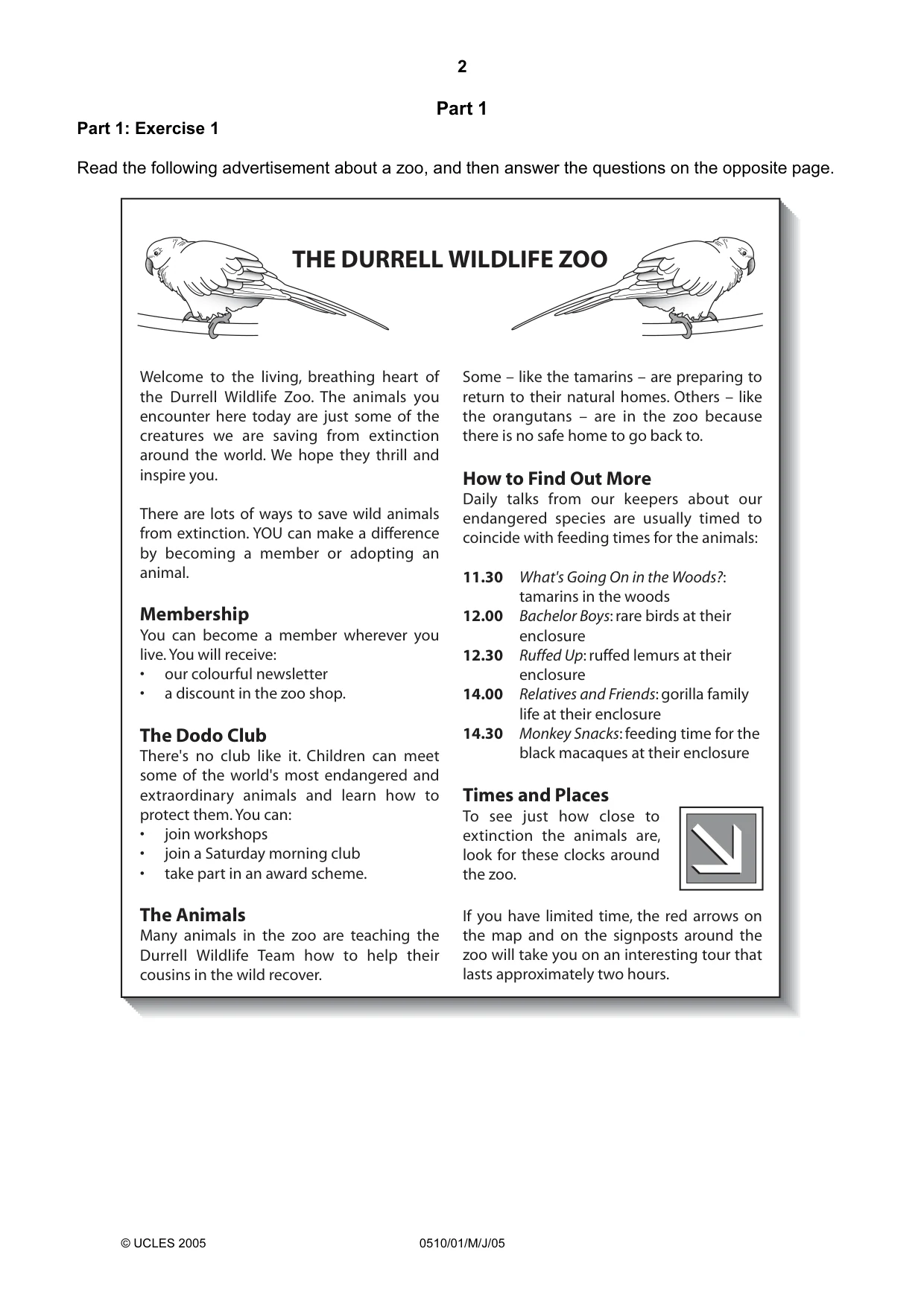 Cambridge IGCSE English - Second Language (oral endorsement) 0510 2005 May/June Paper 1 · Variant 1 question paper, page 2 of 20