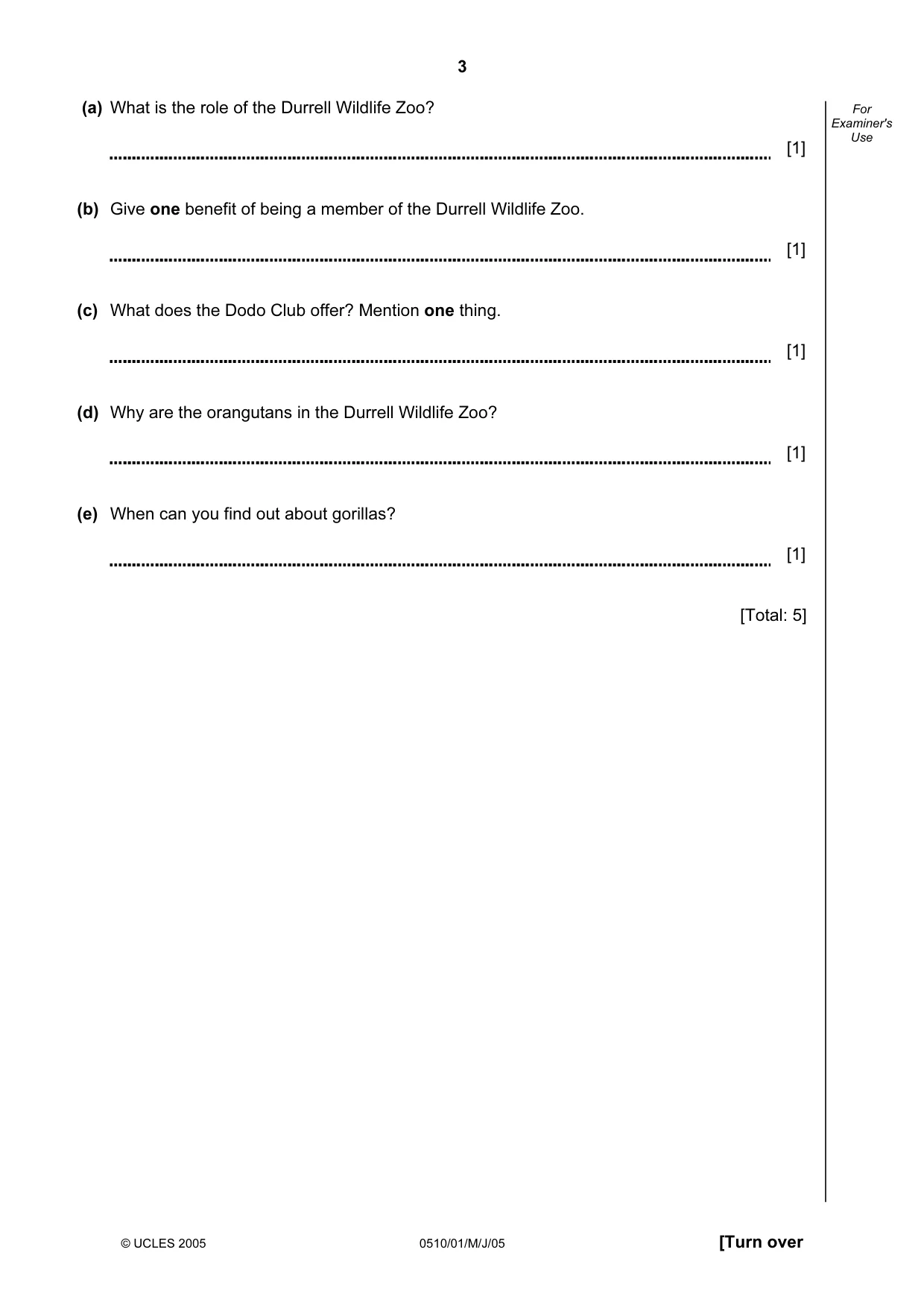 Cambridge IGCSE English - Second Language (oral endorsement) 0510 2005 May/June Paper 1 · Variant 1 question paper, page 3 of 20