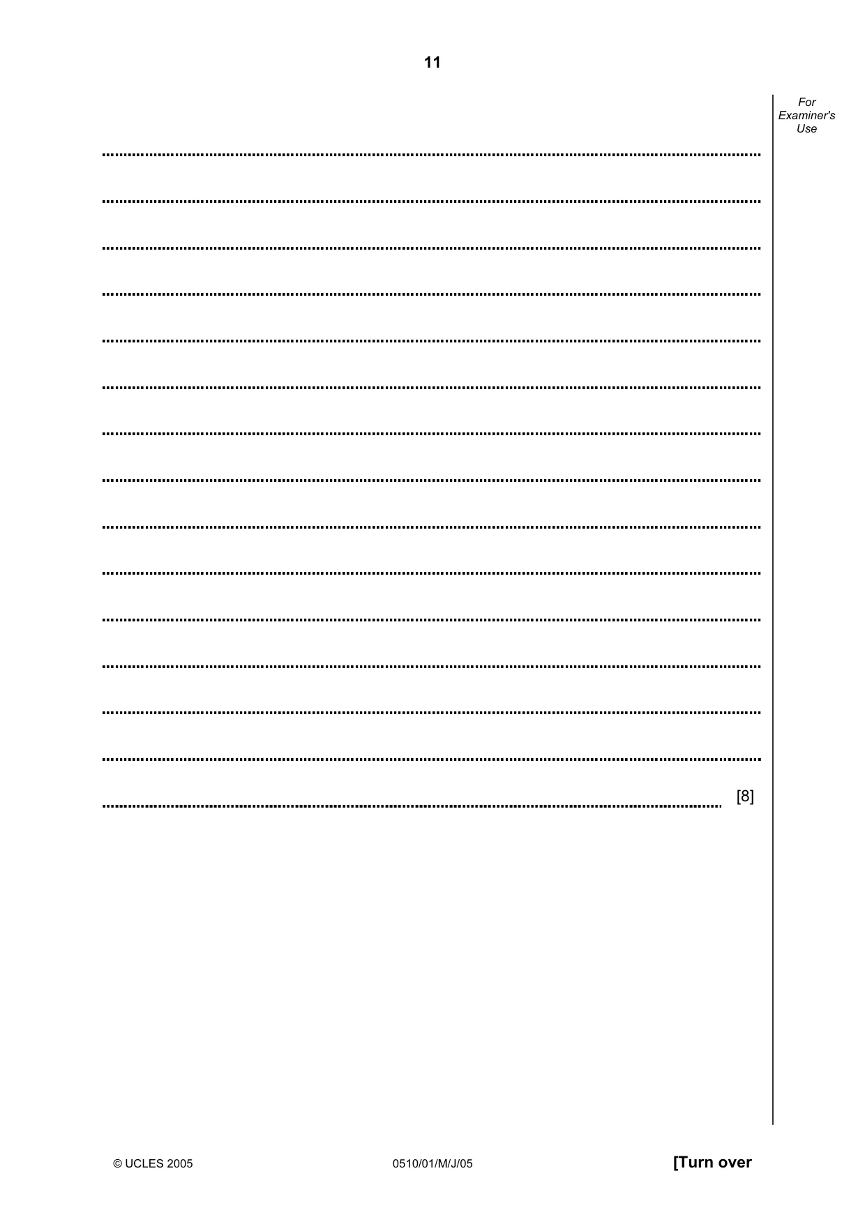 Cambridge IGCSE English - Second Language (oral endorsement) 0510 2005 May/June Paper 1 · Variant 1 question paper, page 11 of 20