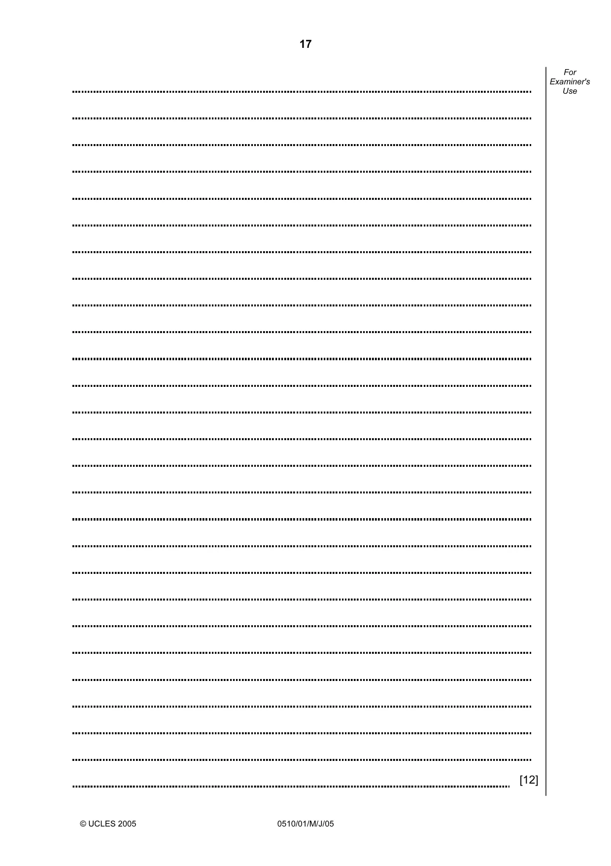 Cambridge IGCSE English - Second Language (oral endorsement) 0510 2005 May/June Paper 1 · Variant 1 question paper, page 17 of 20