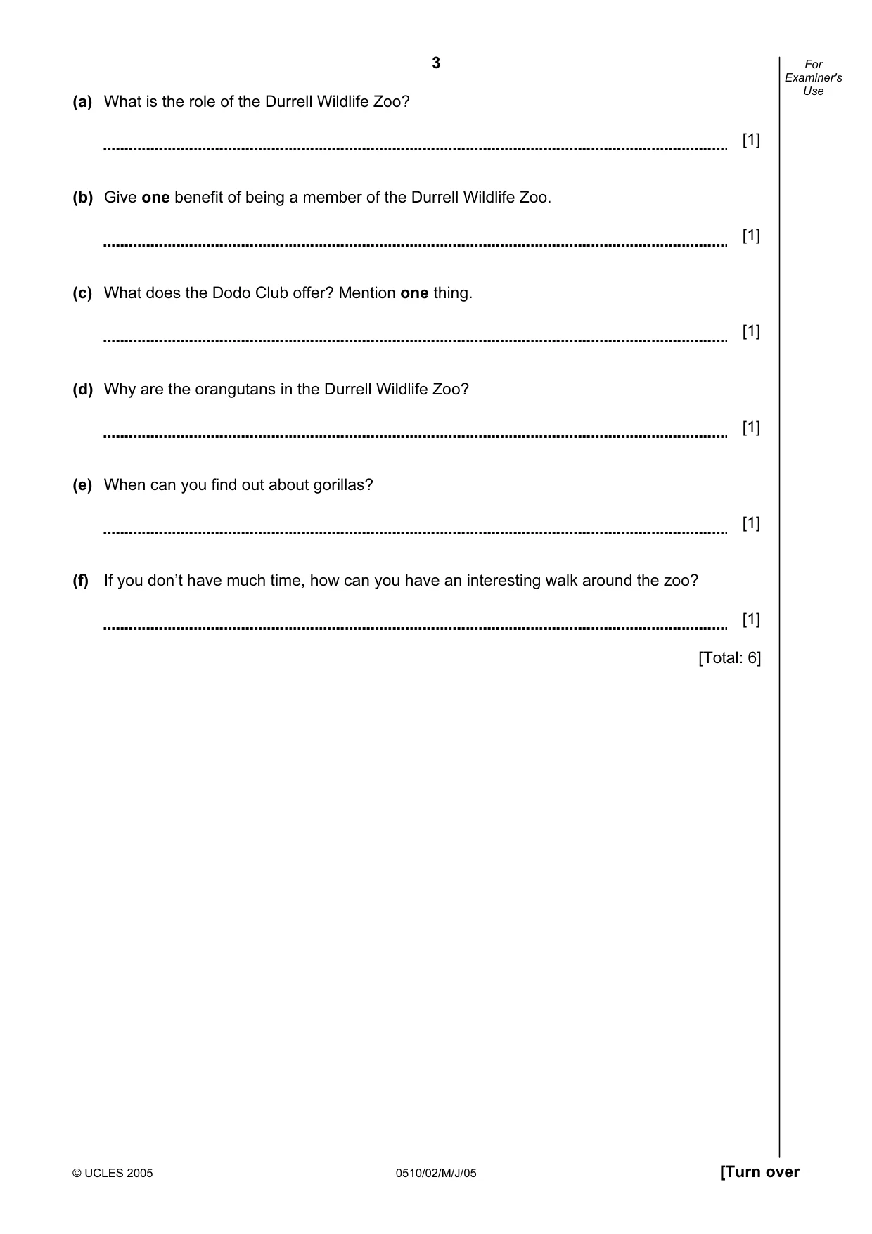 Cambridge IGCSE English - Second Language (oral endorsement) 0510 2005 May/June Paper 2 · Variant 1 question paper, page 3 of 20
