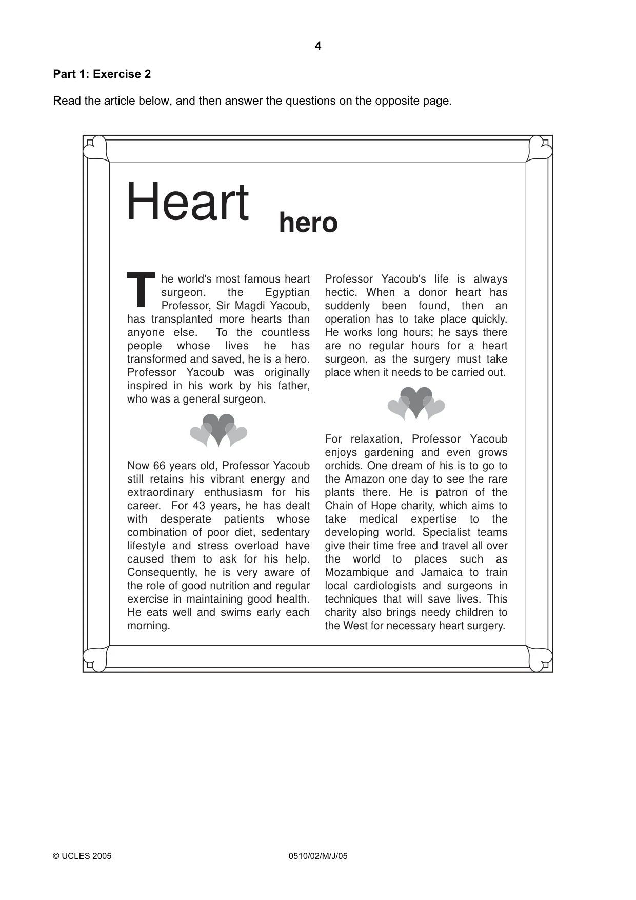 Cambridge IGCSE English - Second Language (oral endorsement) 0510 2005 May/June Paper 2 · Variant 1 question paper, page 4 of 20