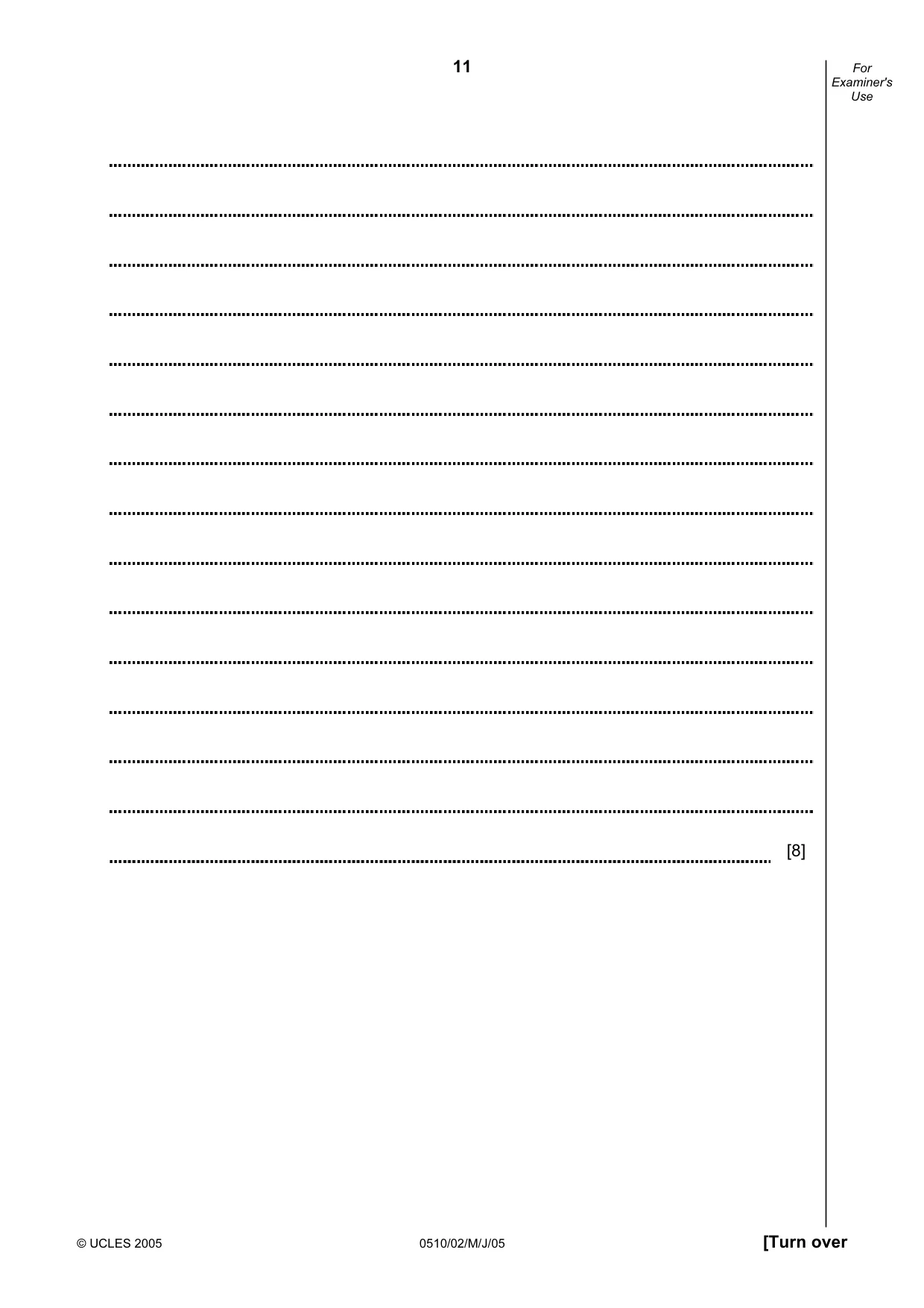 Cambridge IGCSE English - Second Language (oral endorsement) 0510 2005 May/June Paper 2 · Variant 1 question paper, page 11 of 20