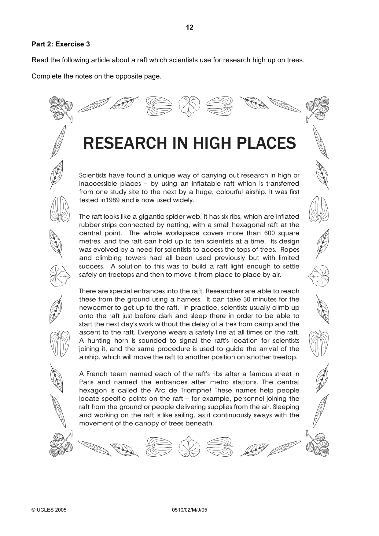 Cambridge IGCSE English - Second Language (oral endorsement) 0510 2005 May/June Paper 2 · Variant 1 question paper, page 12 of 20