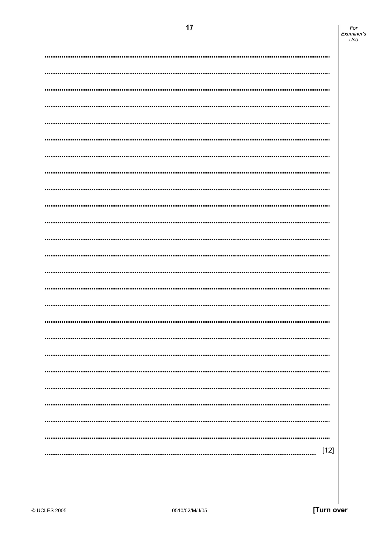 Cambridge IGCSE English - Second Language (oral endorsement) 0510 2005 May/June Paper 2 · Variant 1 question paper, page 17 of 20