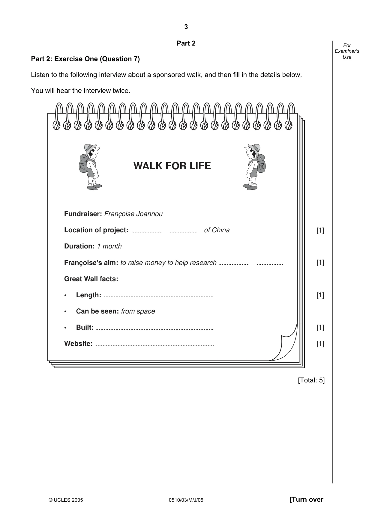Cambridge IGCSE English - Second Language (oral endorsement) 0510 2005 May/June Paper 3 · Variant 1 question paper, page 3 of 8