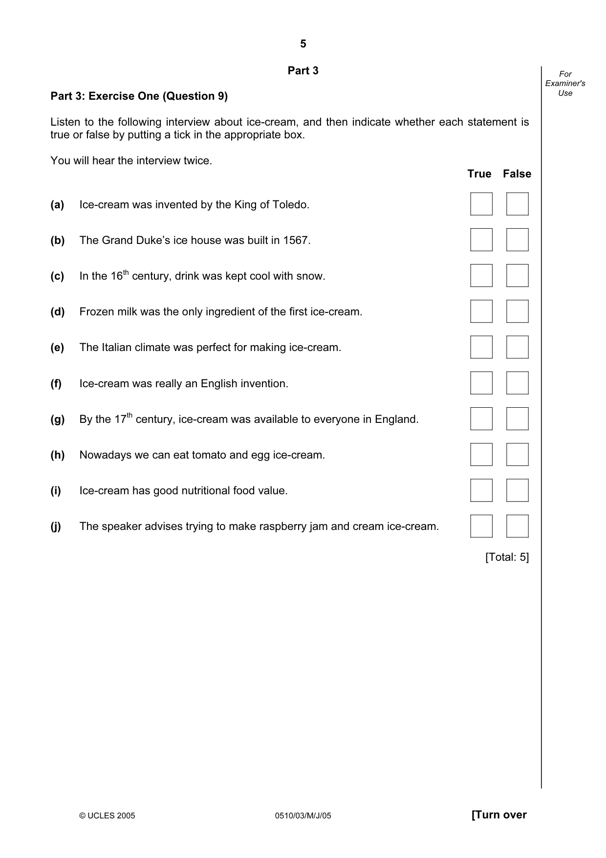 Cambridge IGCSE English - Second Language (oral endorsement) 0510 2005 May/June Paper 3 · Variant 1 question paper, page 5 of 8