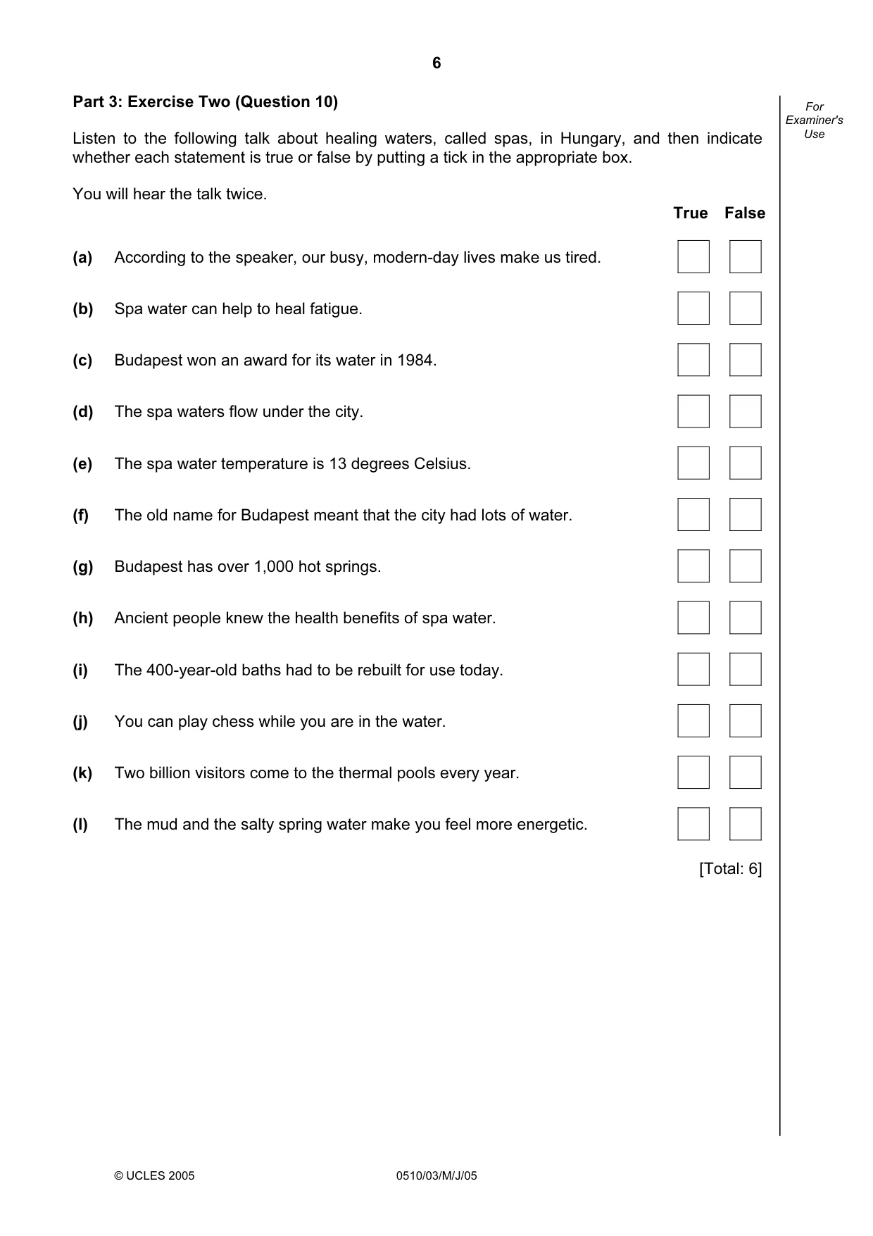 Cambridge IGCSE English - Second Language (oral endorsement) 0510 2005 May/June Paper 3 · Variant 1 question paper, page 6 of 8