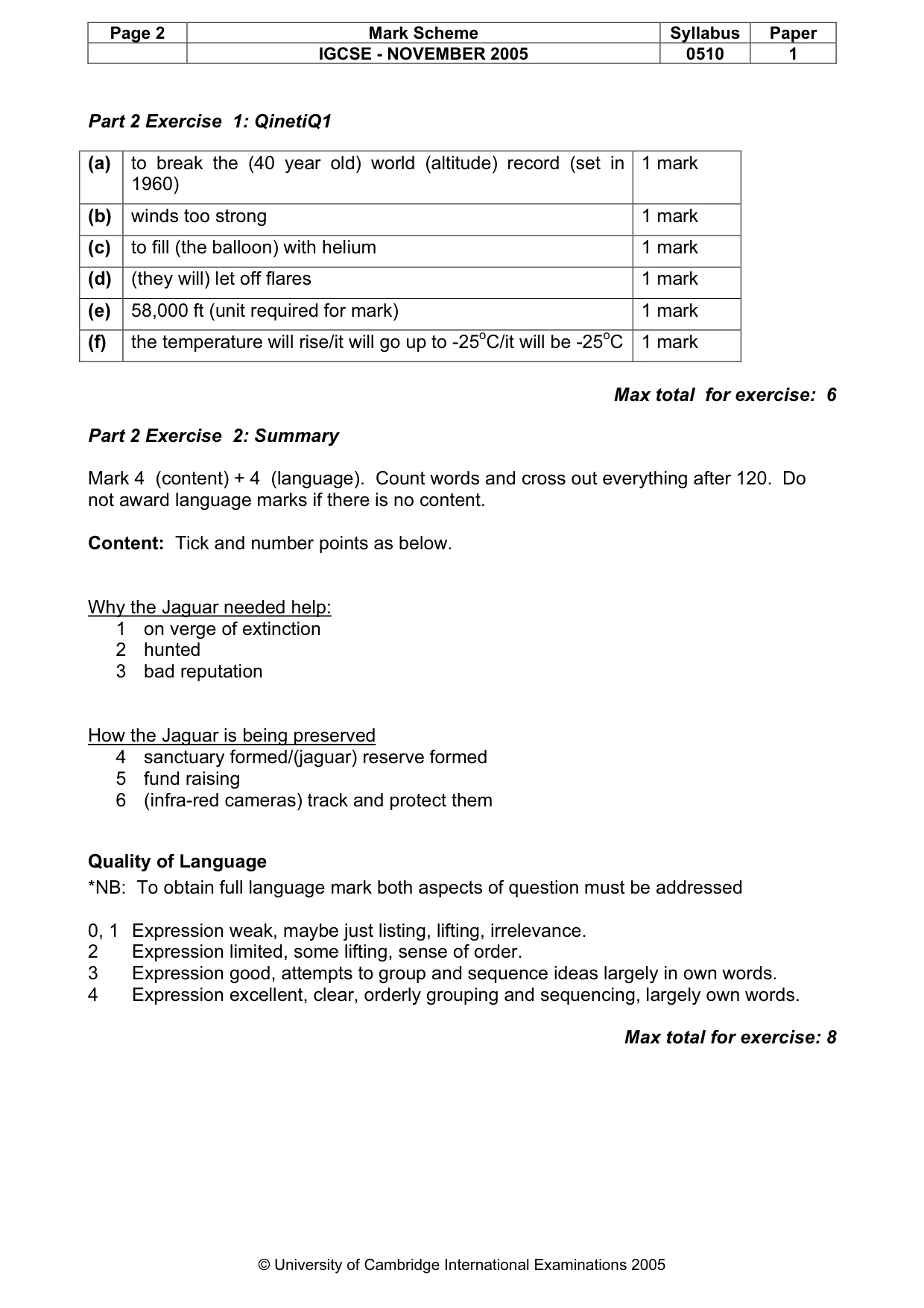 Mark scheme, page 3 of 6