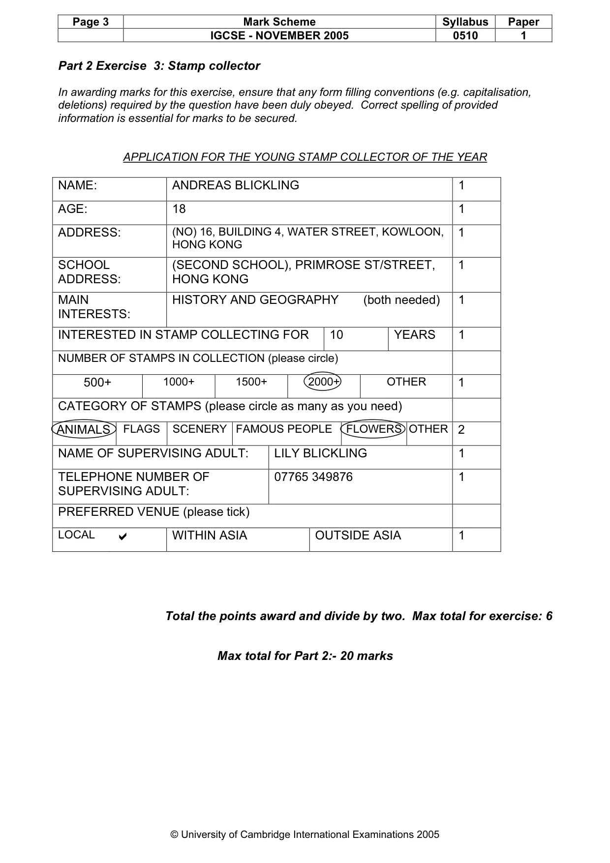 Mark scheme, page 4 of 6
