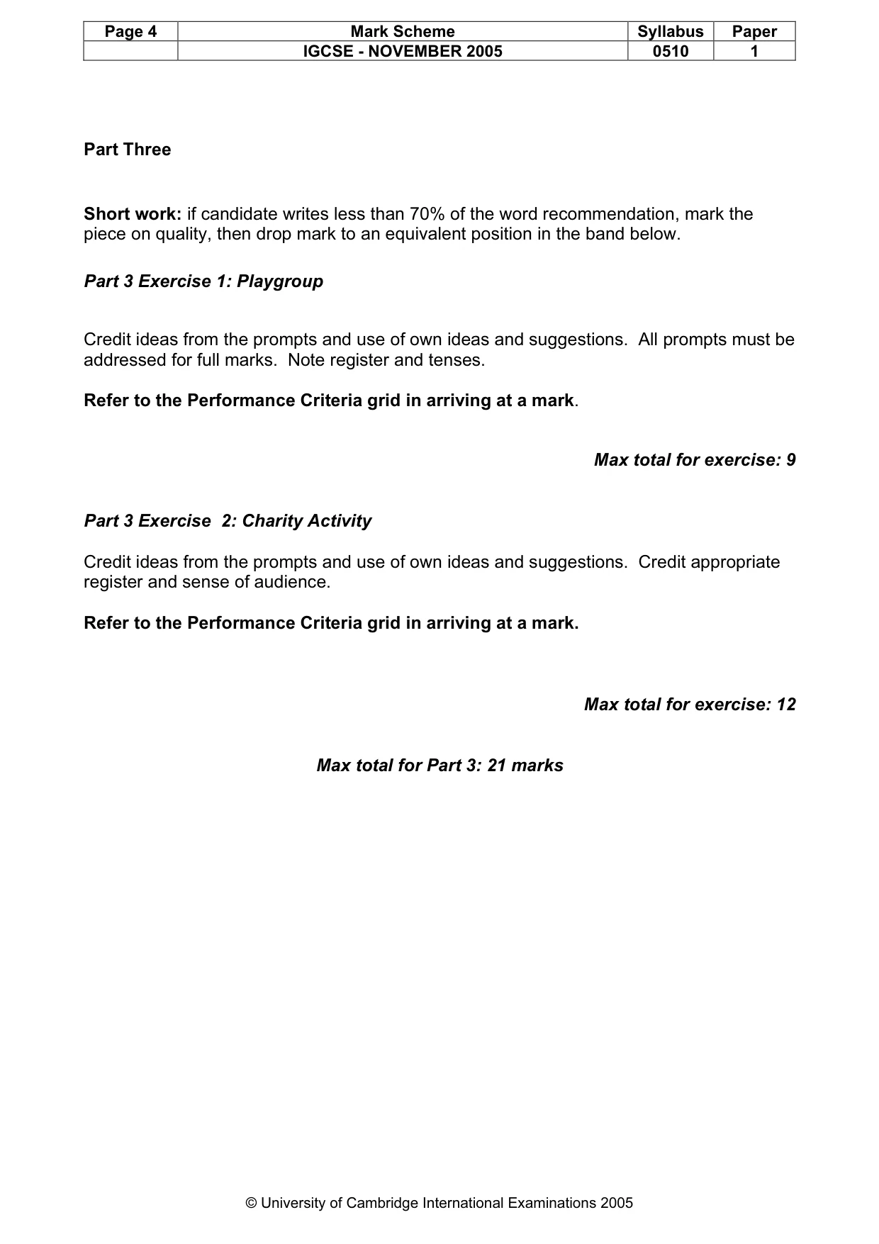 Mark scheme, page 5 of 6