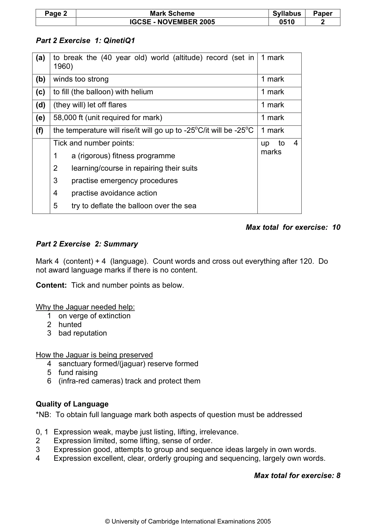 Mark scheme, page 3 of 6