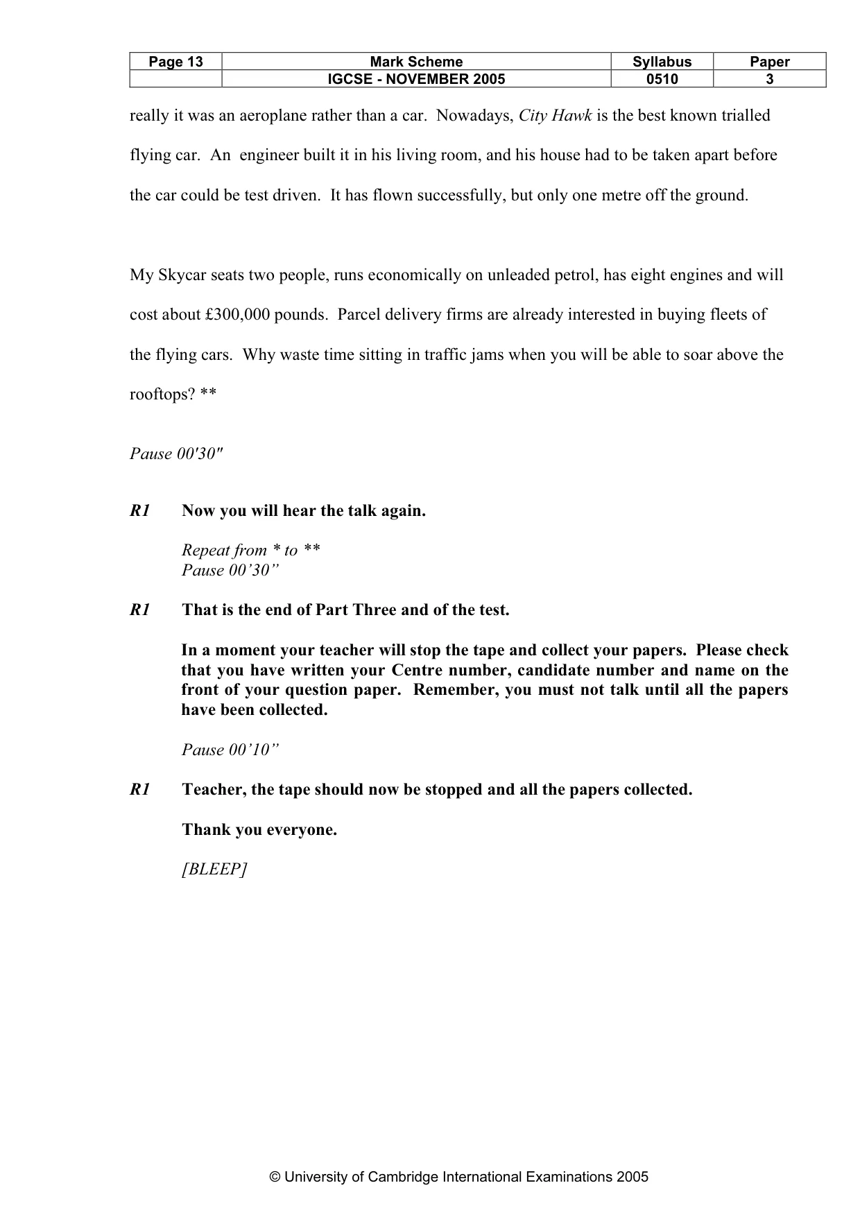 Mark scheme, page 14 of 14