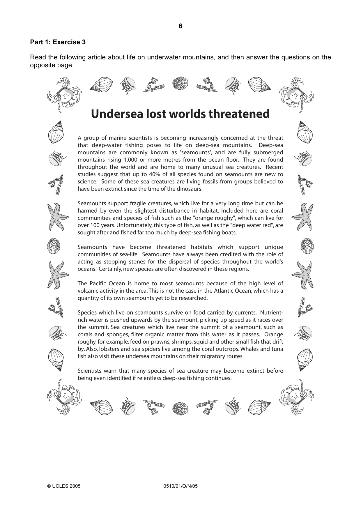 Cambridge IGCSE English - Second Language (oral endorsement) 0510 2005 Oct/Nov Paper 1 · Variant 1 question paper, page 6 of 20