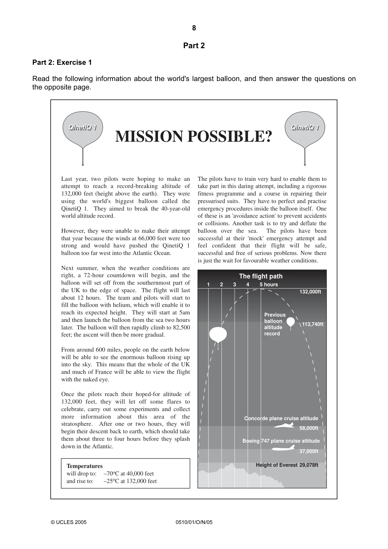Cambridge IGCSE English - Second Language (oral endorsement) 0510 2005 Oct/Nov Paper 1 · Variant 1 question paper, page 8 of 20