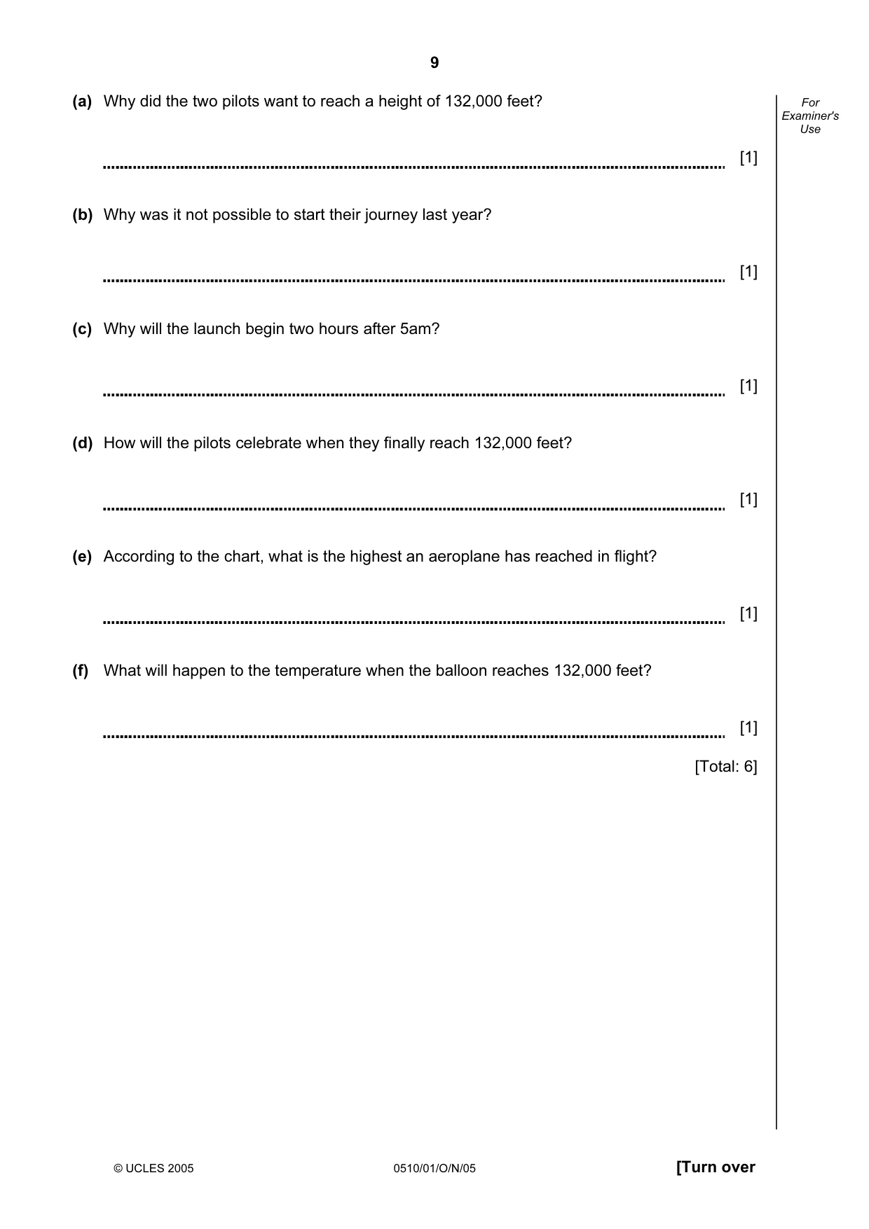 Cambridge IGCSE English - Second Language (oral endorsement) 0510 2005 Oct/Nov Paper 1 · Variant 1 question paper, page 9 of 20