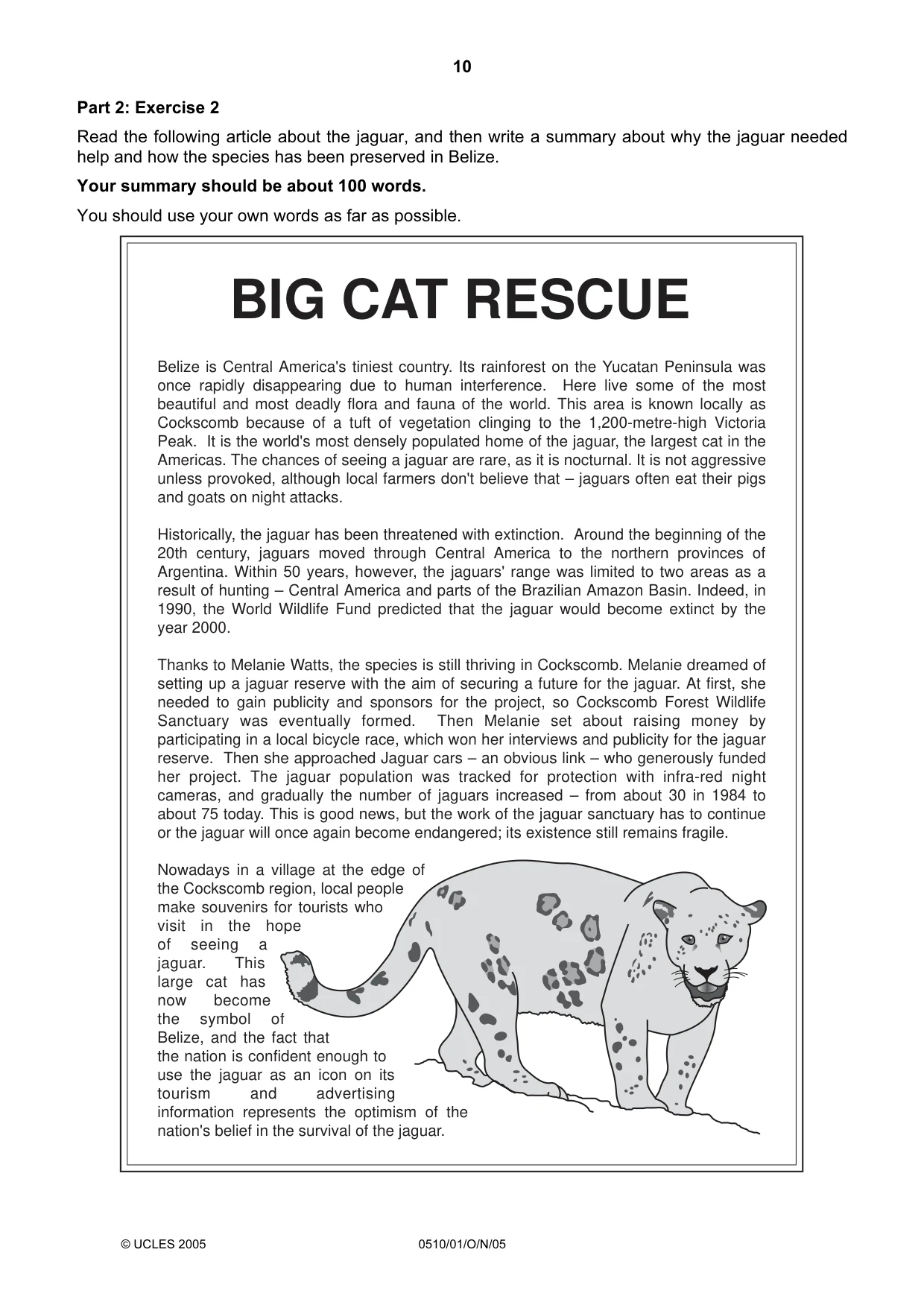 Cambridge IGCSE English - Second Language (oral endorsement) 0510 2005 Oct/Nov Paper 1 · Variant 1 question paper, page 10 of 20