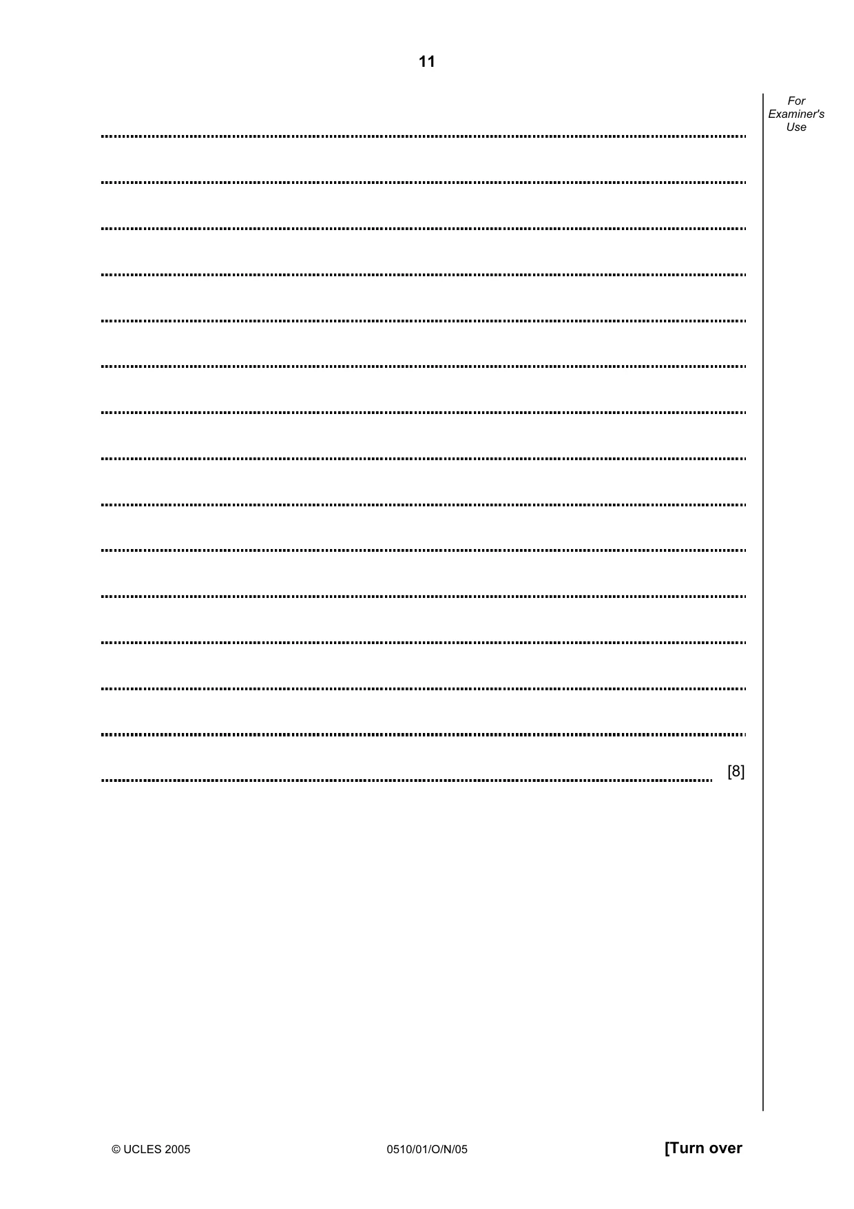 Cambridge IGCSE English - Second Language (oral endorsement) 0510 2005 Oct/Nov Paper 1 · Variant 1 question paper, page 11 of 20